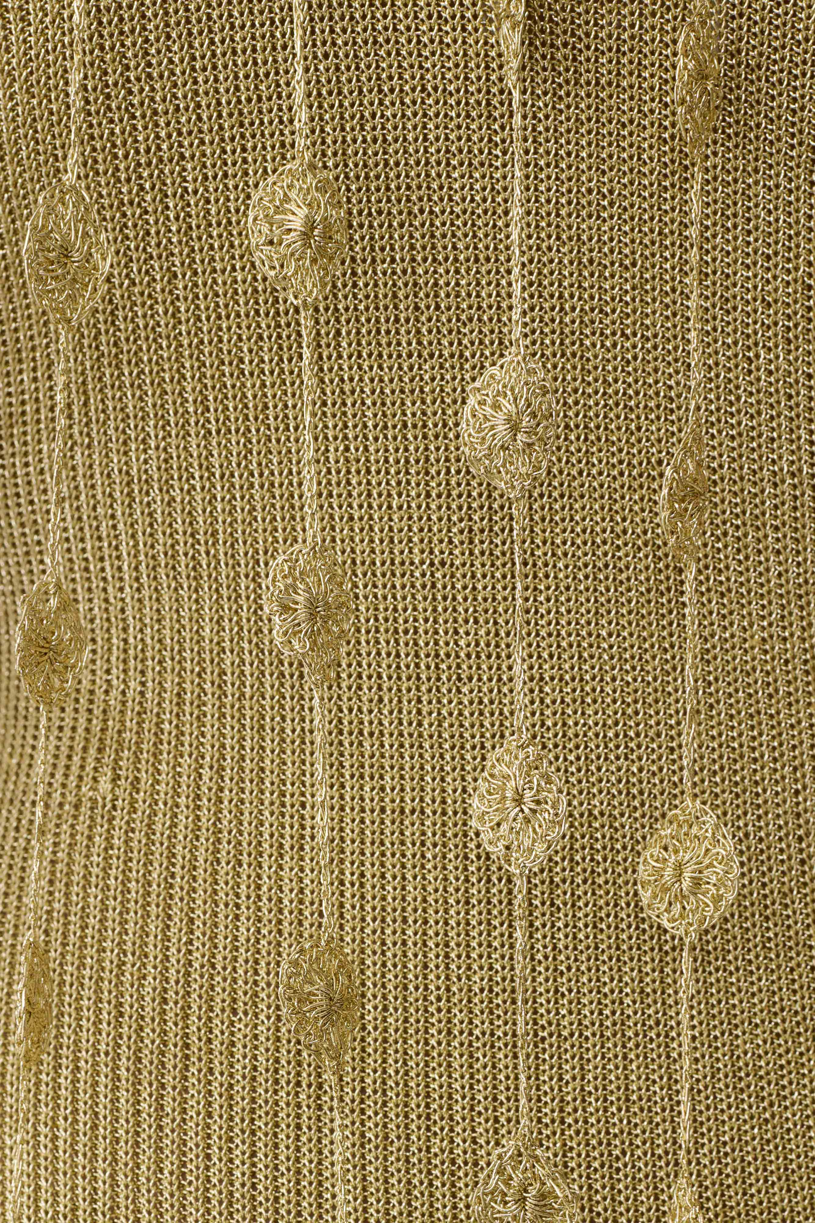 Shami Lurex Maxi Dress With Flowers - Gold