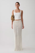 Courtney Crochet Knit Maxi Skirt - Ivory