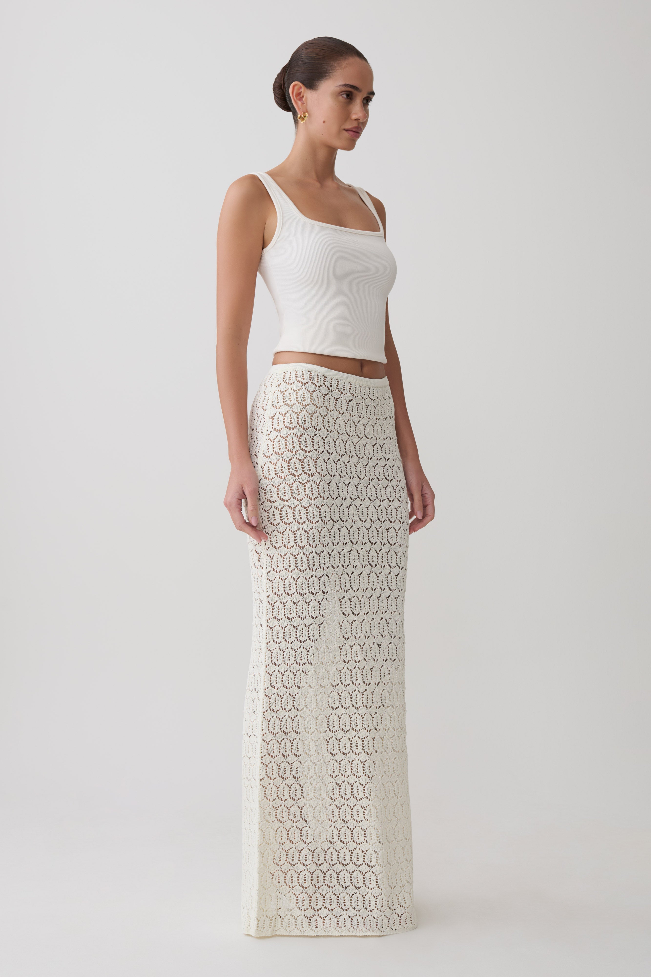 Courtney Crochet Knit Maxi Skirt - Ivory