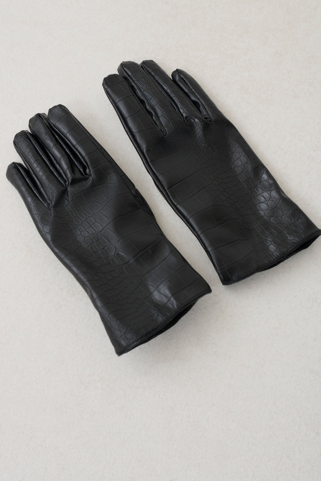 Atlas Faux Leather Crocodile Gloves - Black