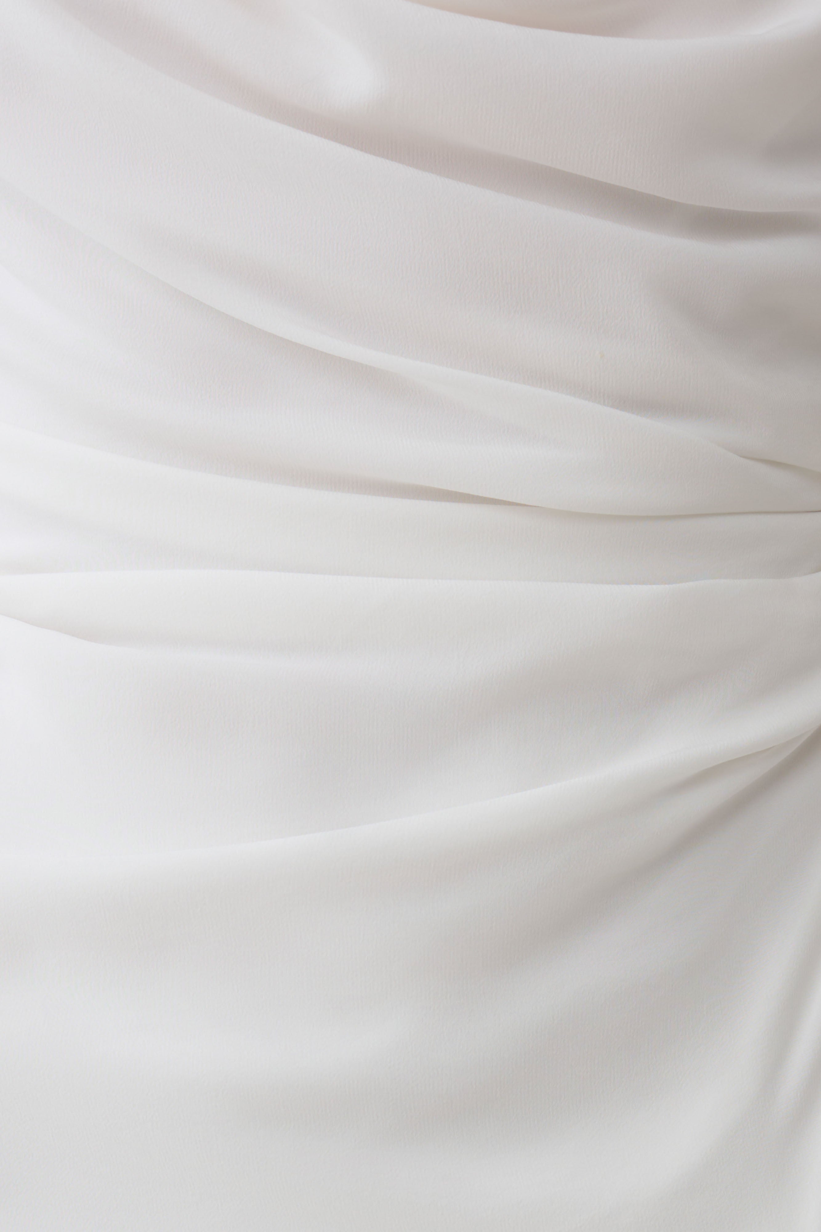 Lucile Cowl Drape Satin Mini Dress - White