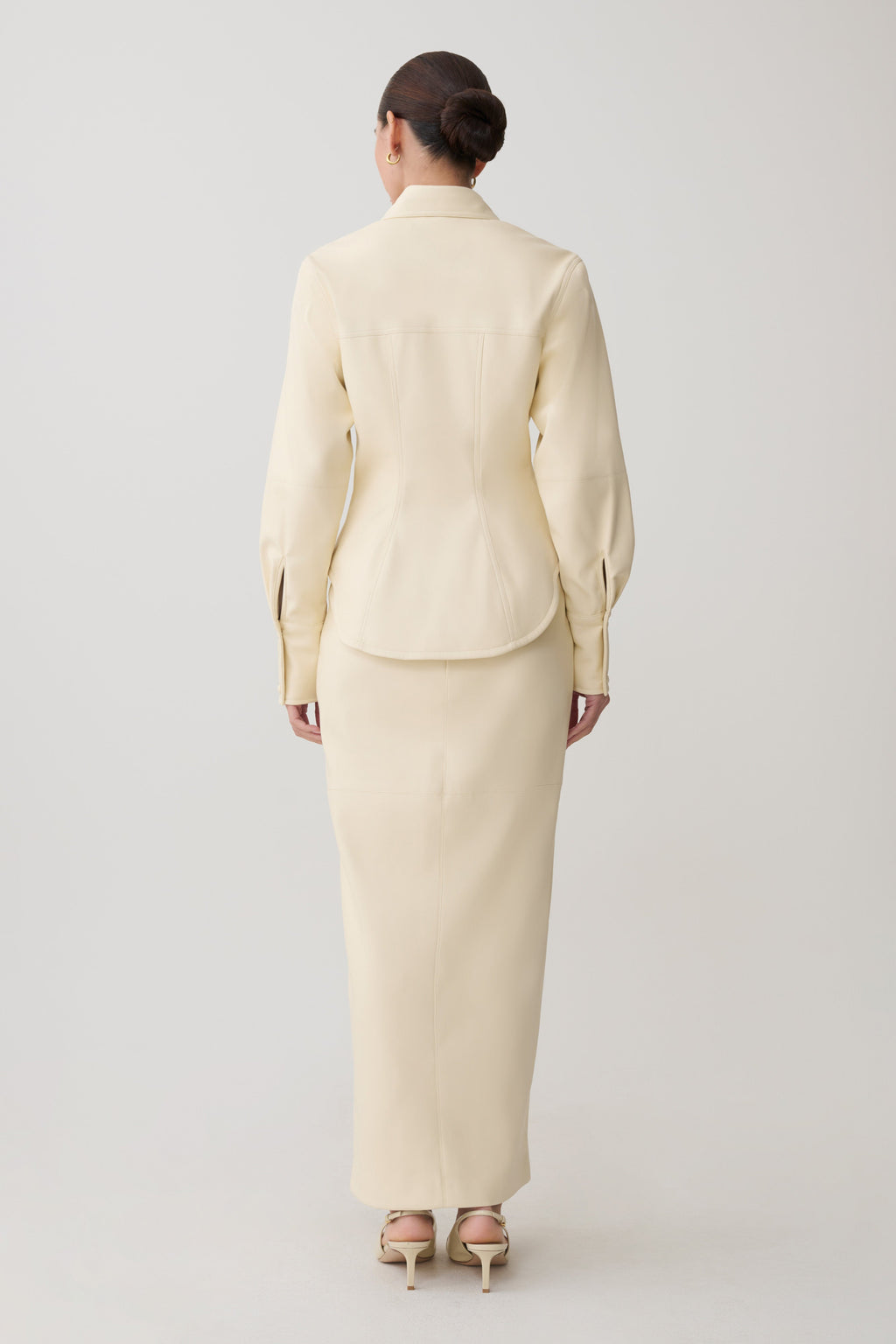 Winslet Faux Leather Maxi Skirt - Bone