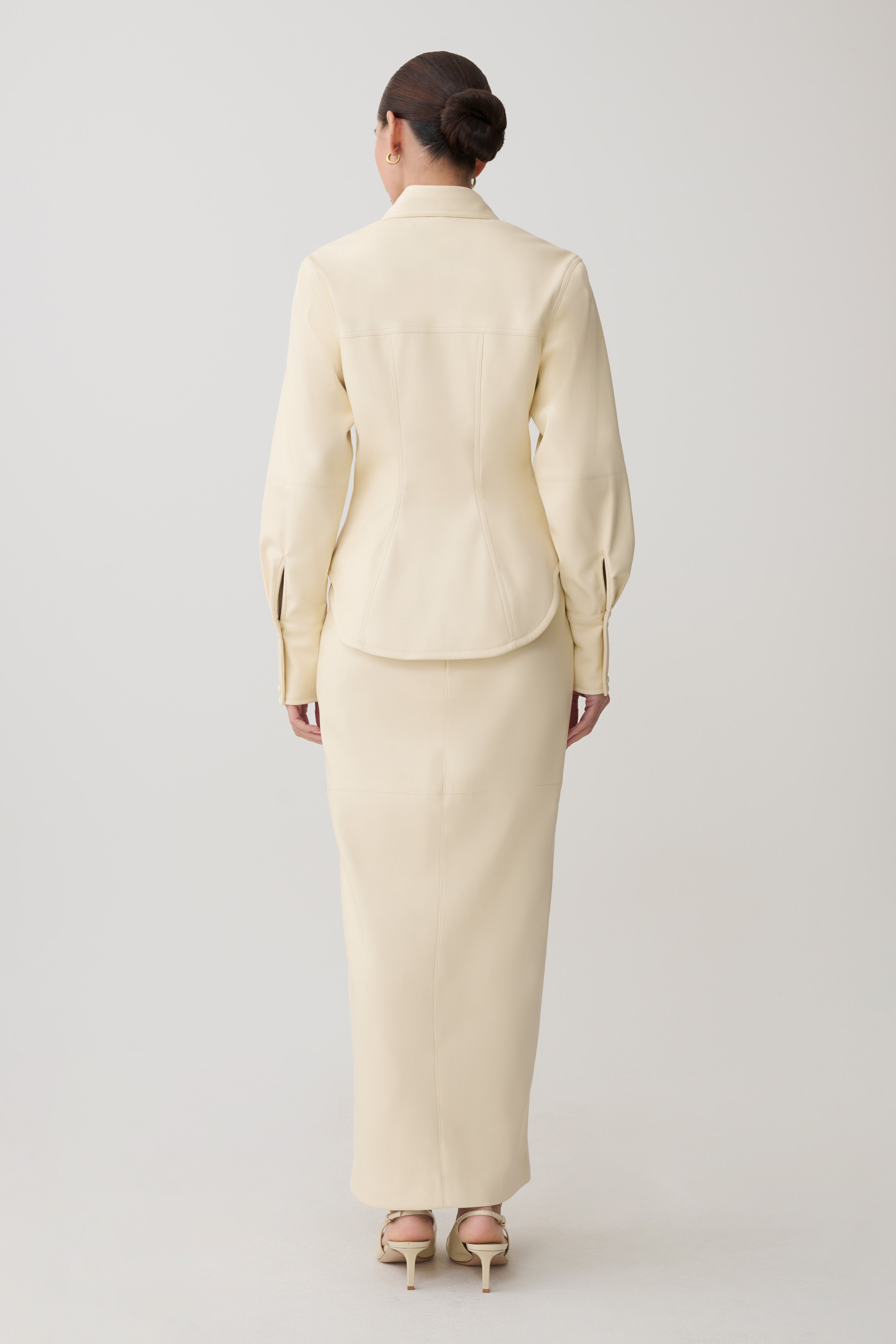 Winslet Faux Leather Maxi Skirt - Bone