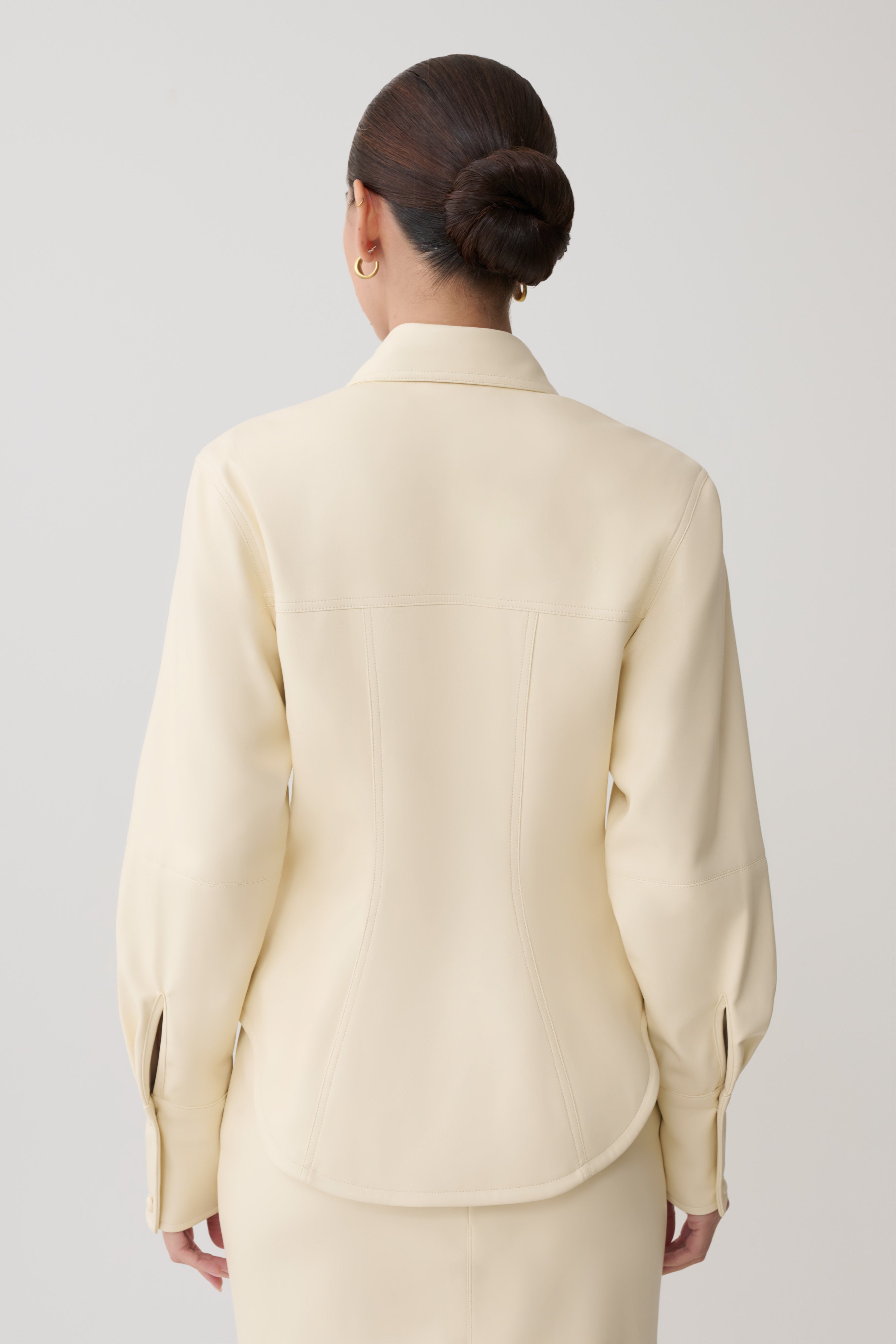 Winslet Faux Leather Shirt - Bone