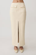 Winslet Faux Leather Maxi Skirt - Bone