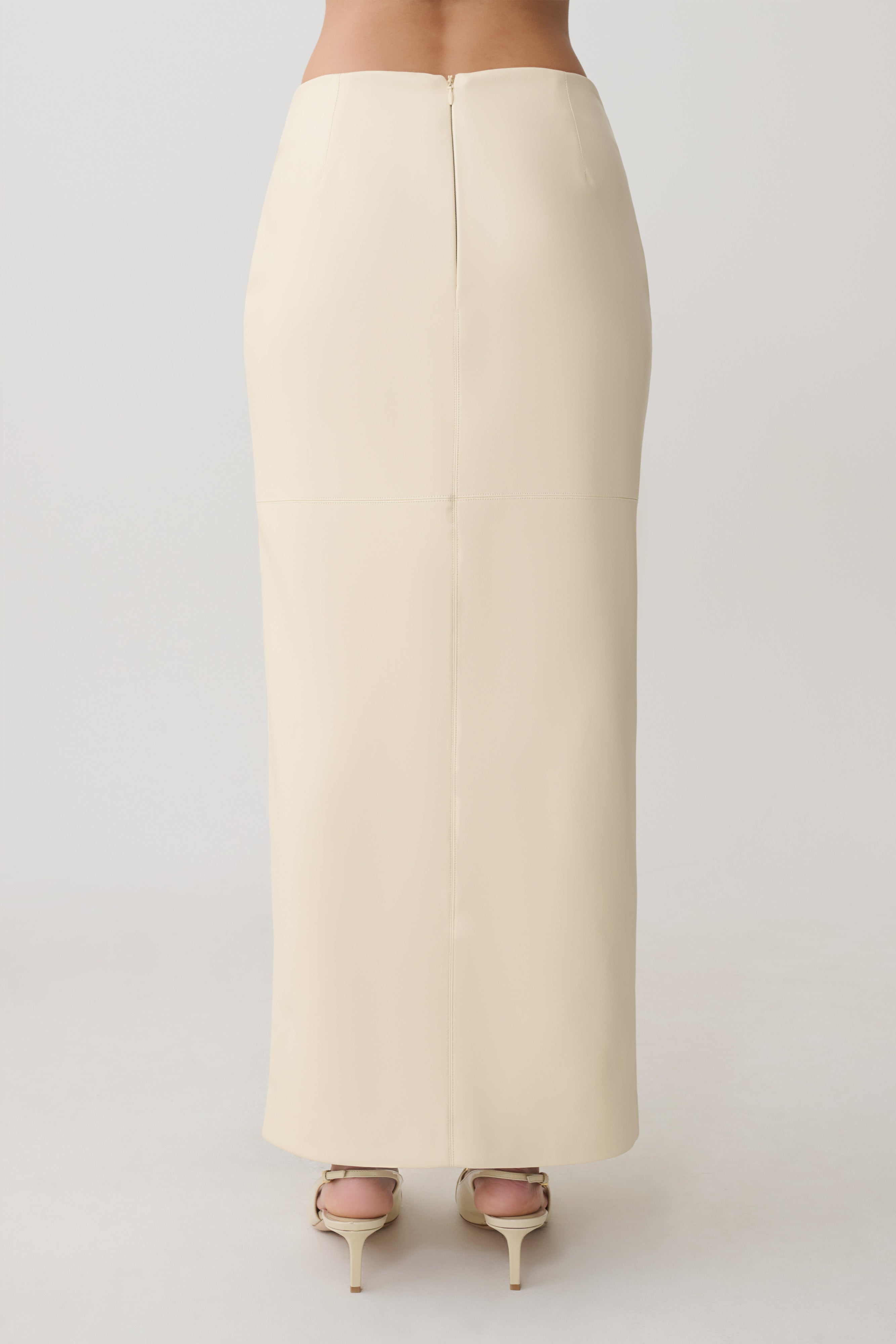 Winslet Faux Leather Maxi Skirt - Bone