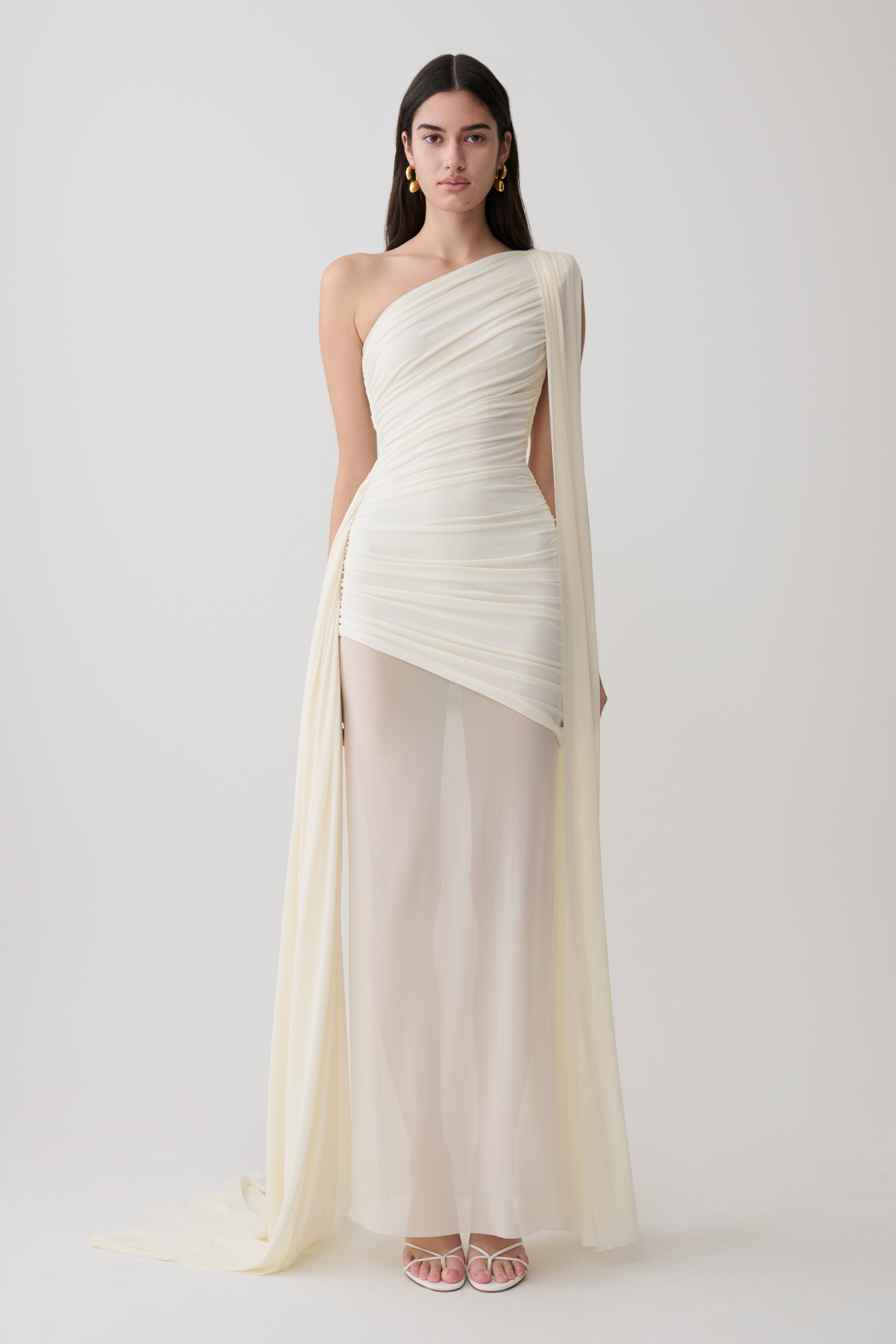 Asher Slinky One Shoulder Maxi Dress - Ivory