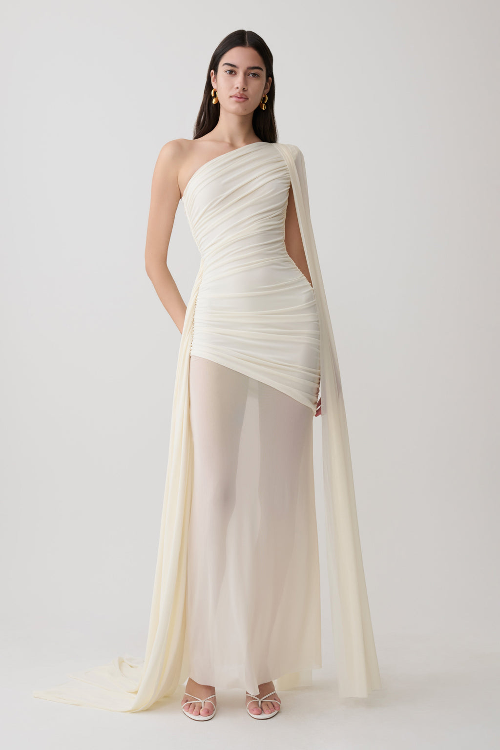 Asher Slinky One Shoulder Maxi Dress - Ivory