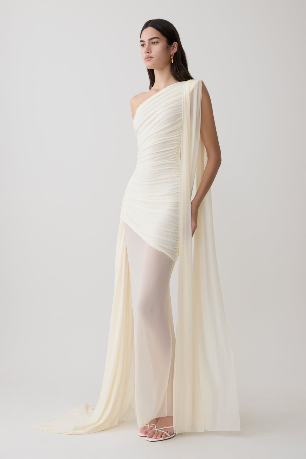 Asher Slinky One Shoulder Maxi Dress - Ivory