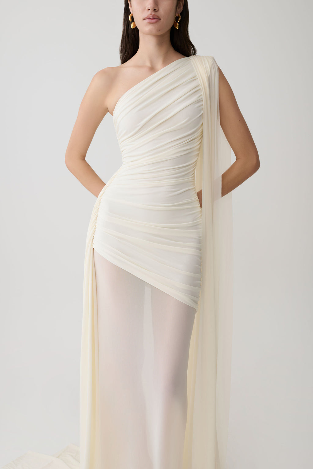 Asher Slinky One Shoulder Maxi Dress - Ivory