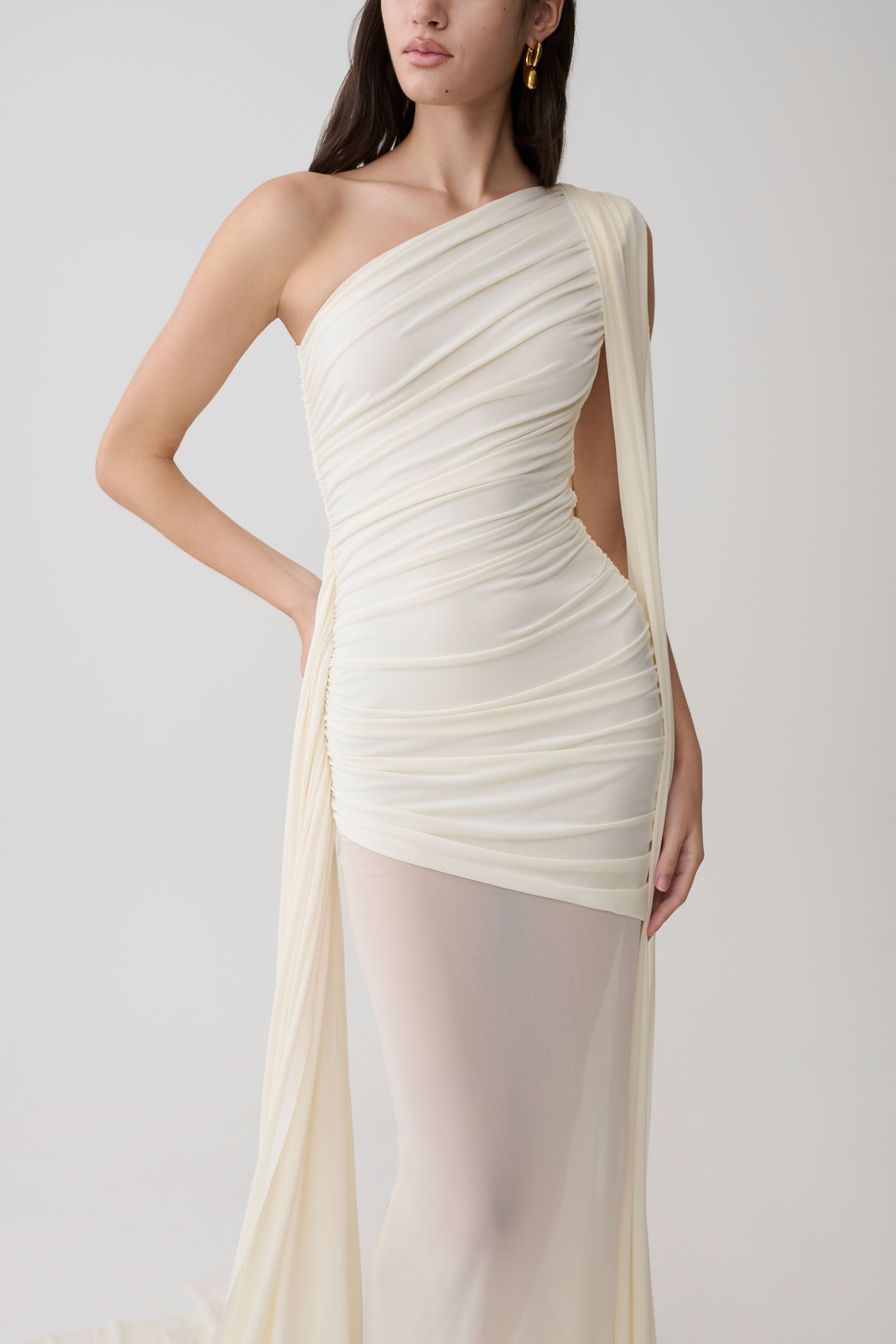 Asher Slinky One Shoulder Maxi Dress - Ivory