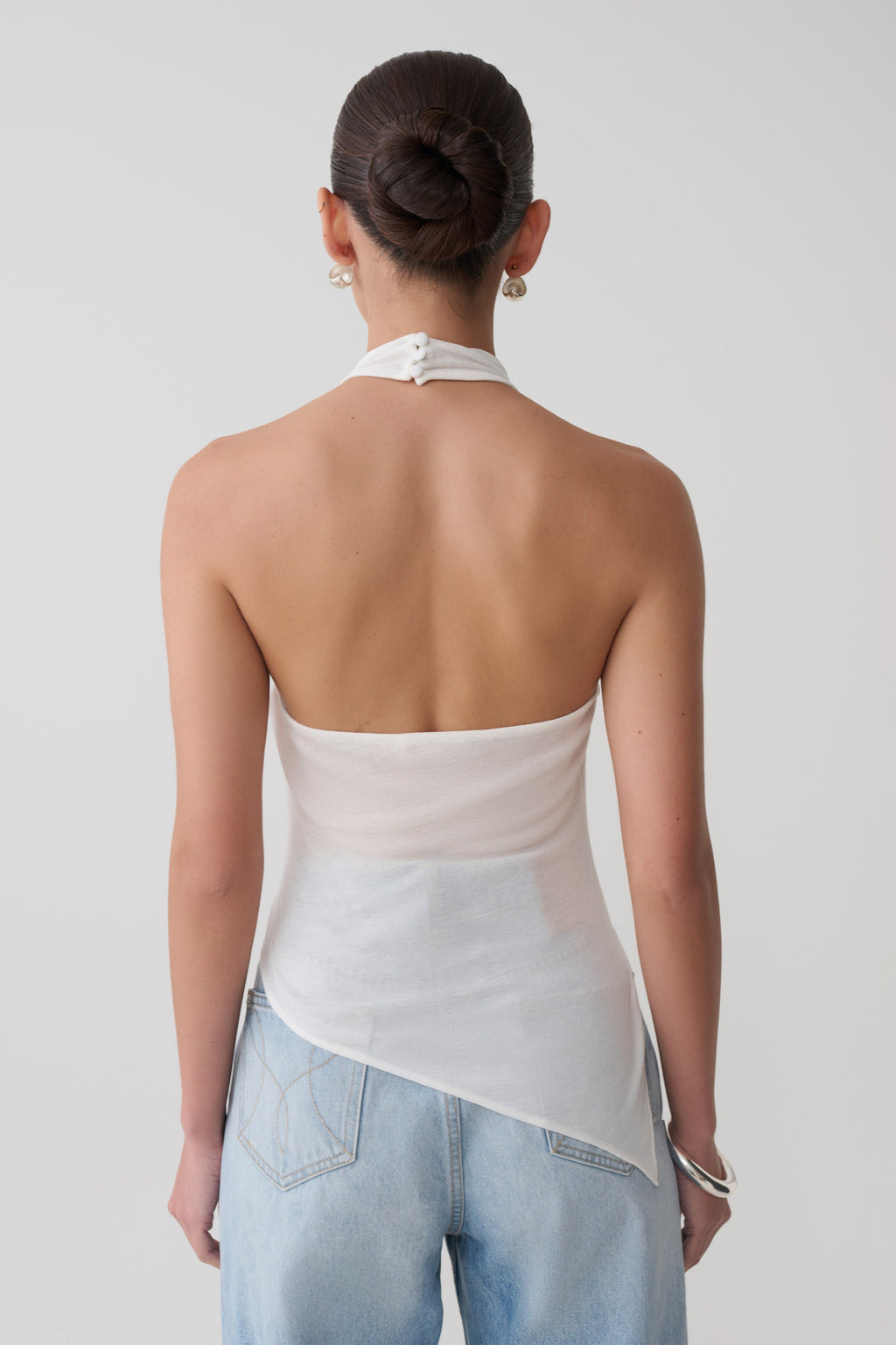 Clea Relaxed Sheer Halter Top - Ivory