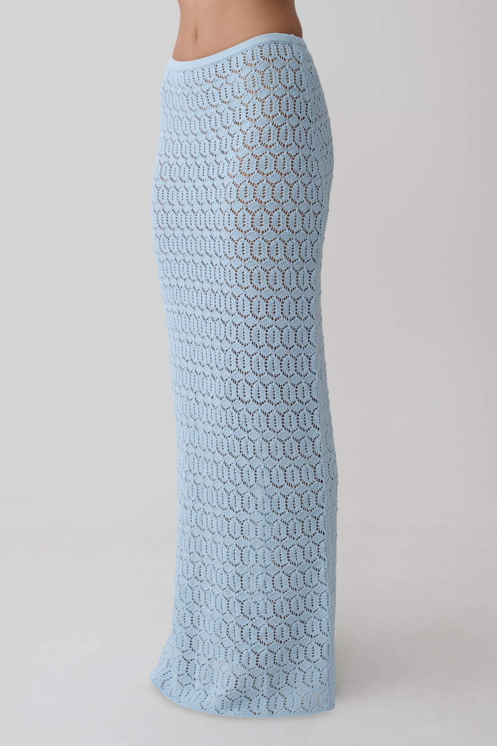 Courtney Crochet Knit Maxi Skirt - Pale Blue