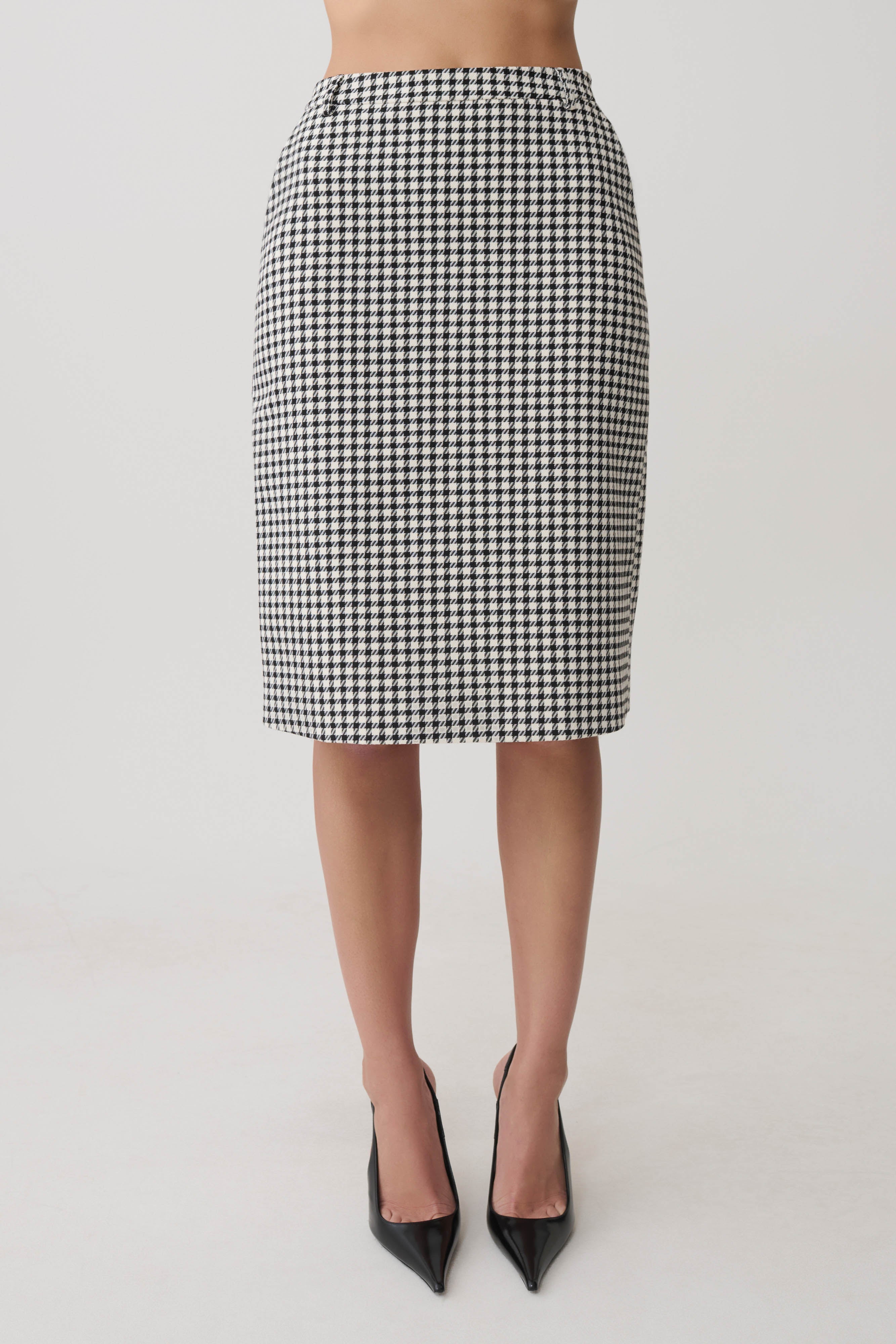 Amelie Tweed Midi Skirt - Houndstooth