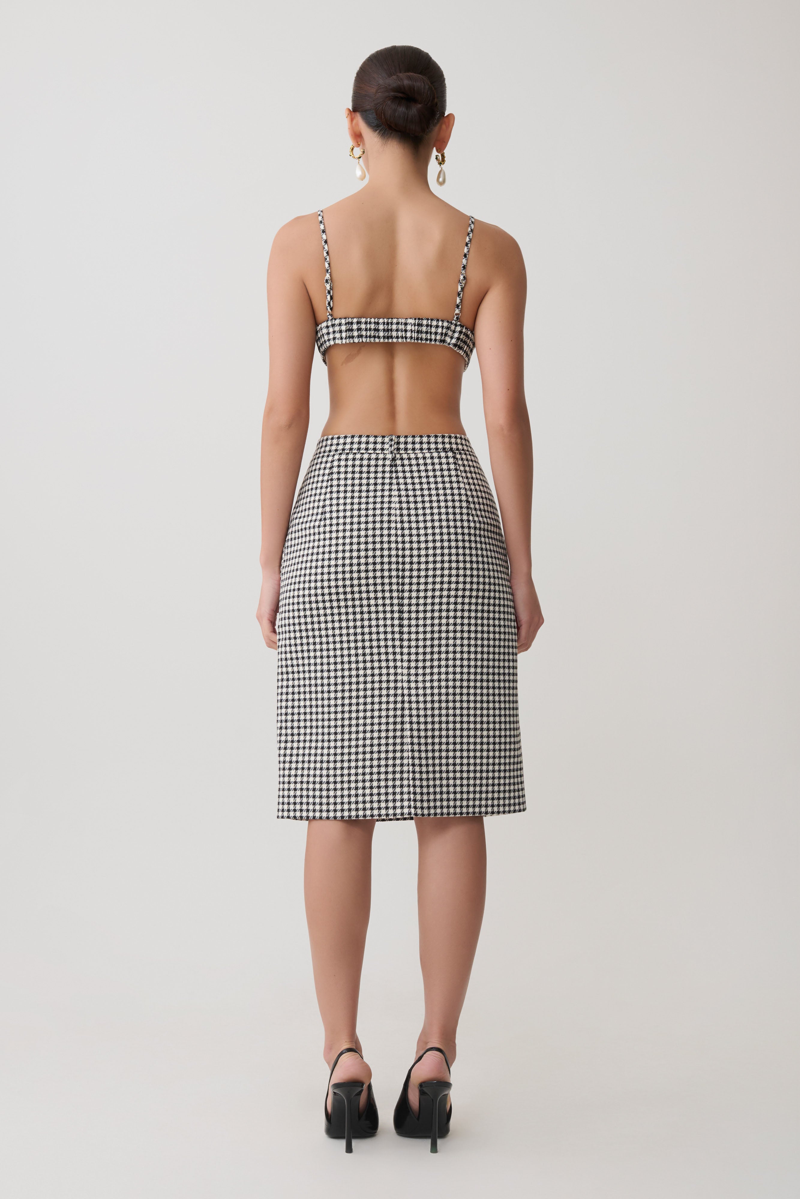 Amelie Tweed Bralette - Houndstooth