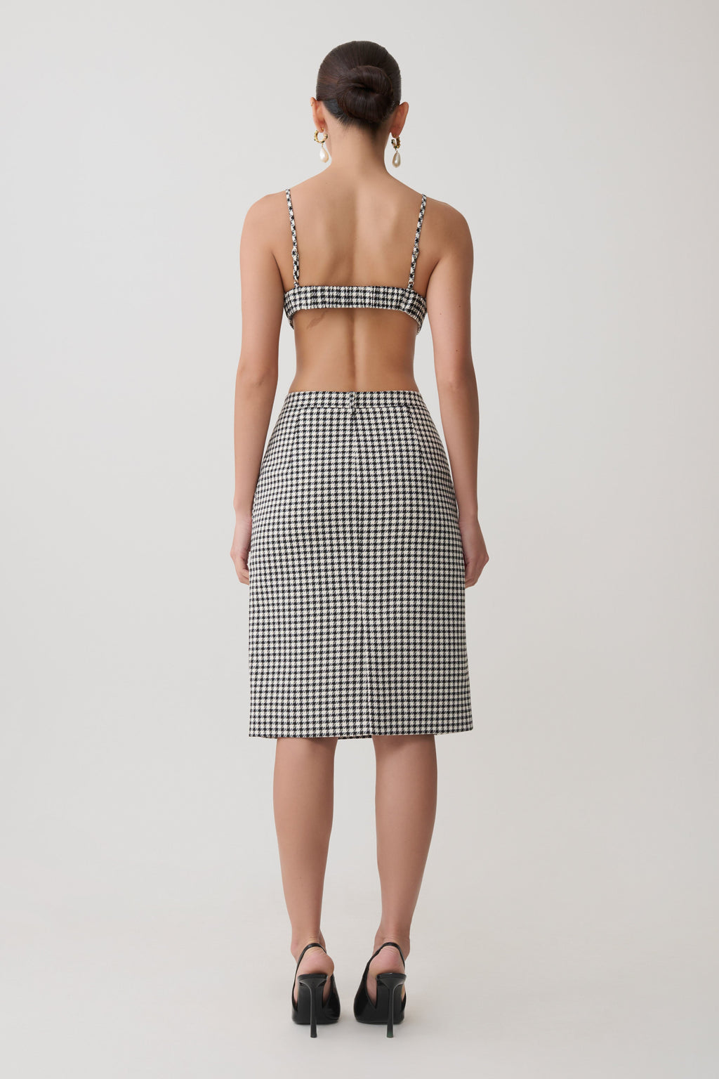 Amelie Tweed Midi Skirt - Houndstooth