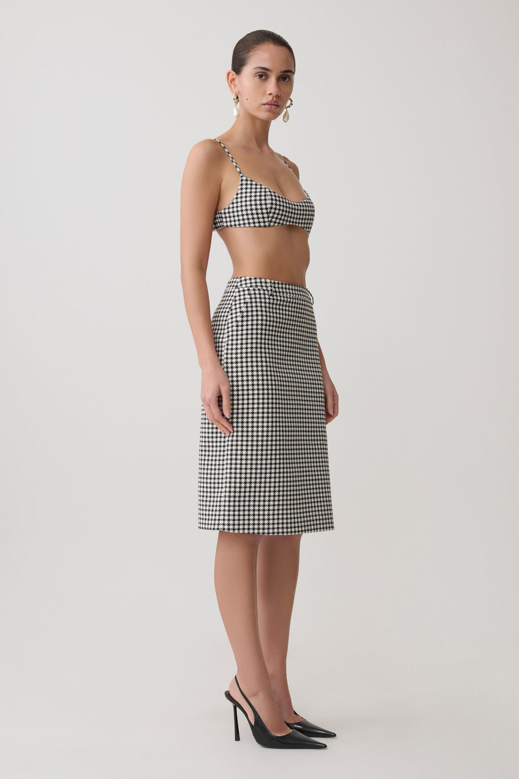 Amelie Tweed Bralette - Houndstooth