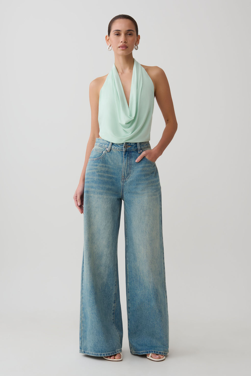 Huyen Cowl Front Modal Top - Mint