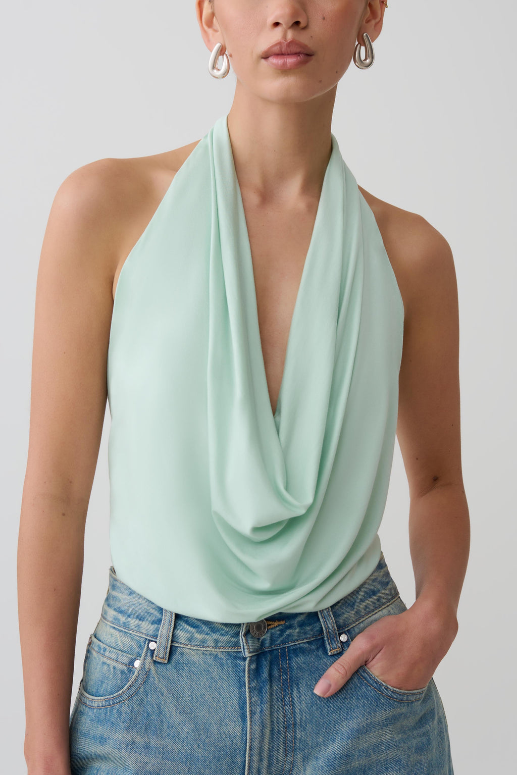 Huyen Cowl Front Modal Top - Mint