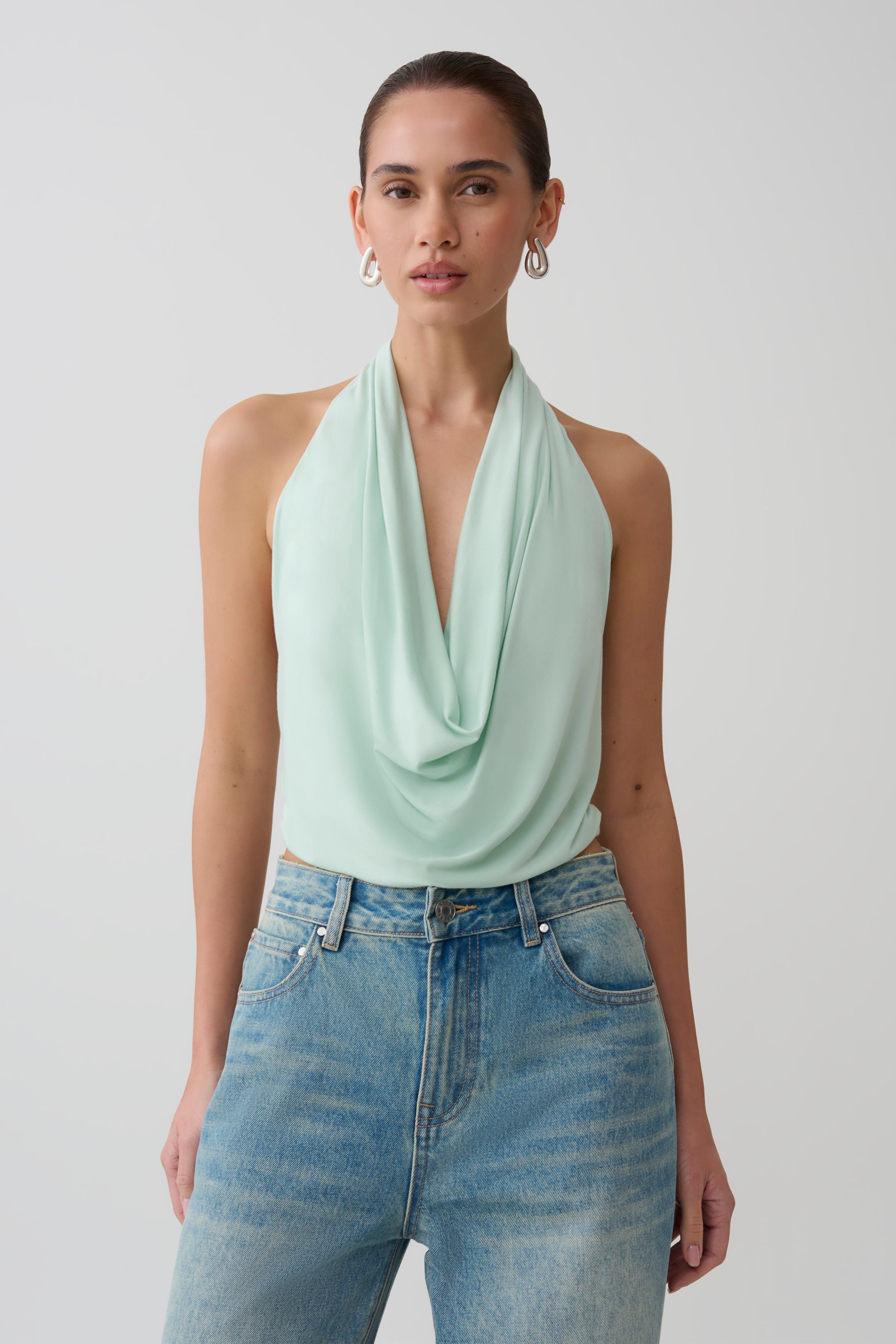 Huyen Cowl Front Modal Top - Mint