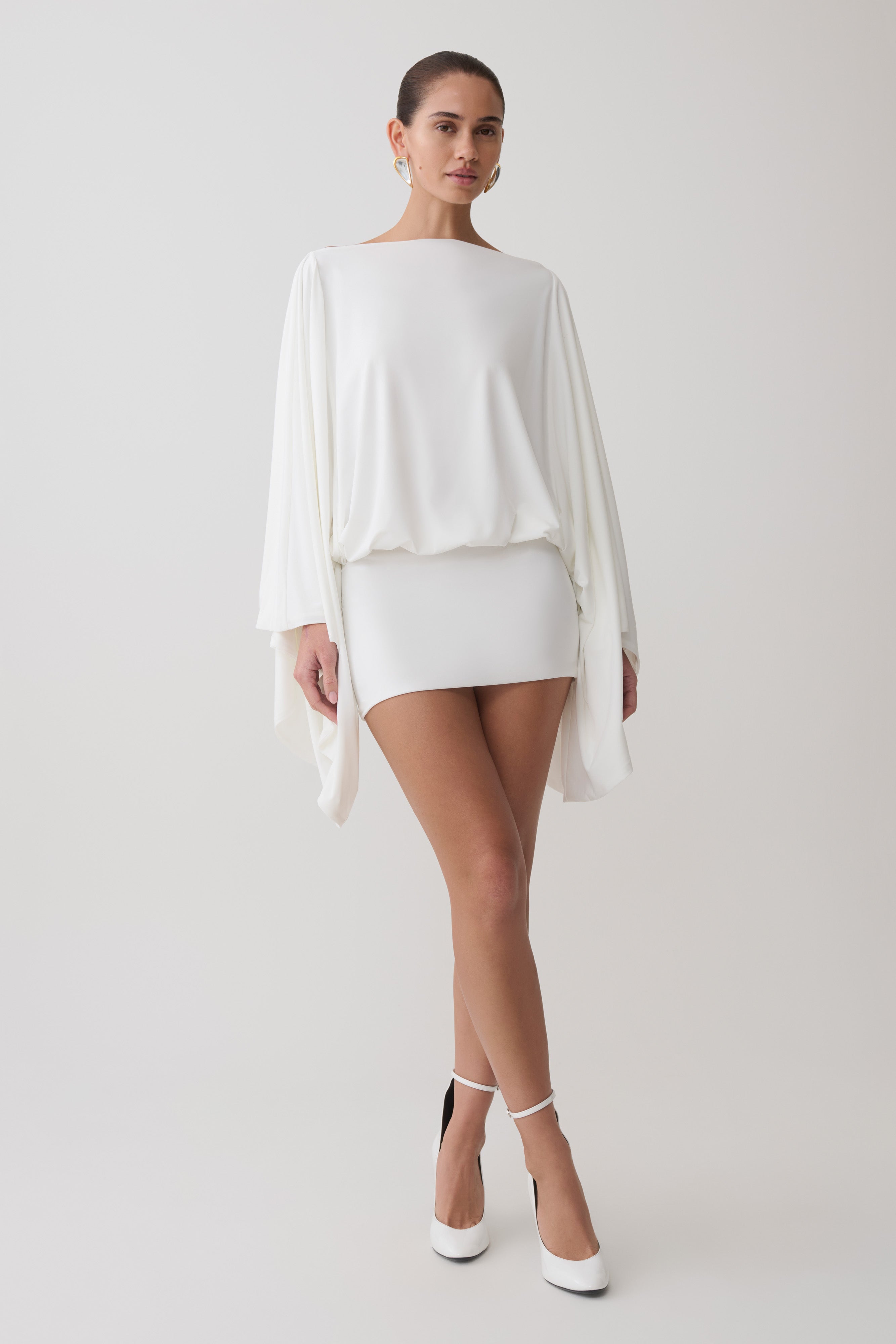 Jessy Draped Mini Dress - Ivory