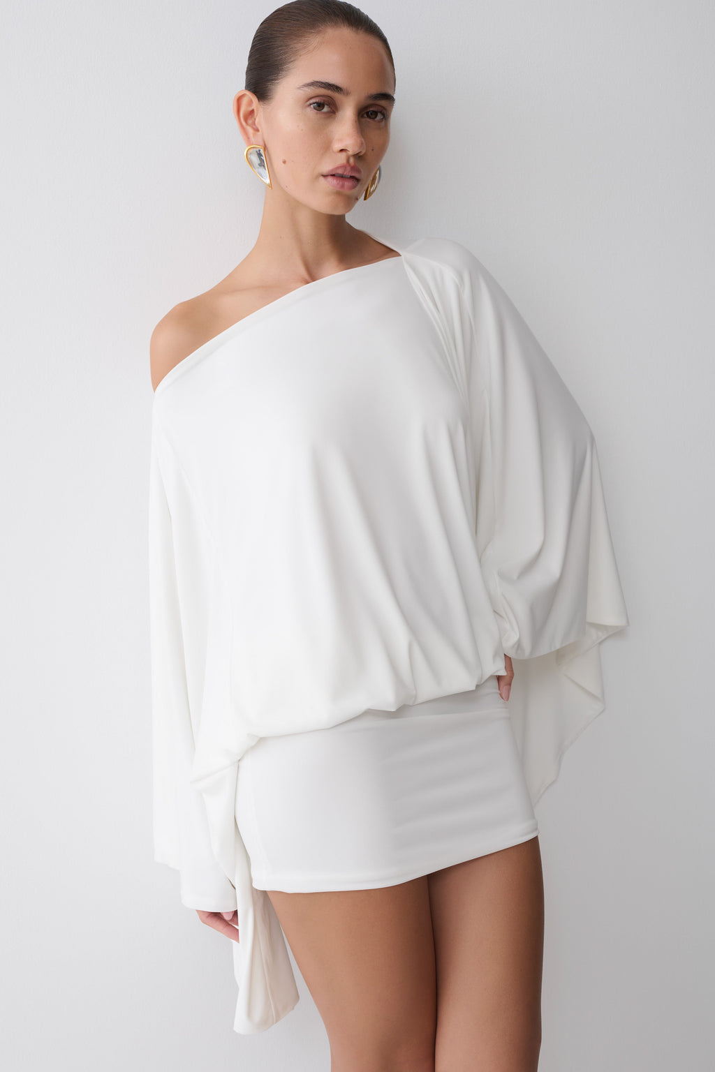 Jessy Draped Mini Dress - Ivory