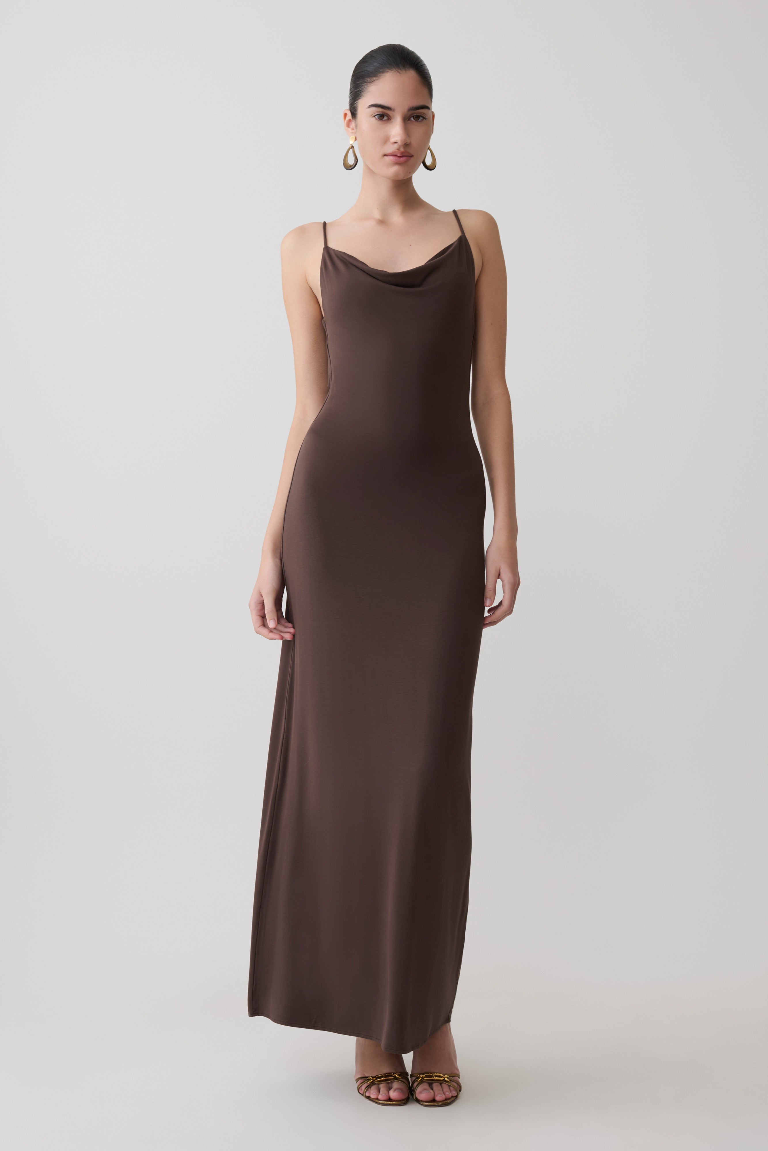 Joni Cowl Maxi Dress - Bitter Chocolate