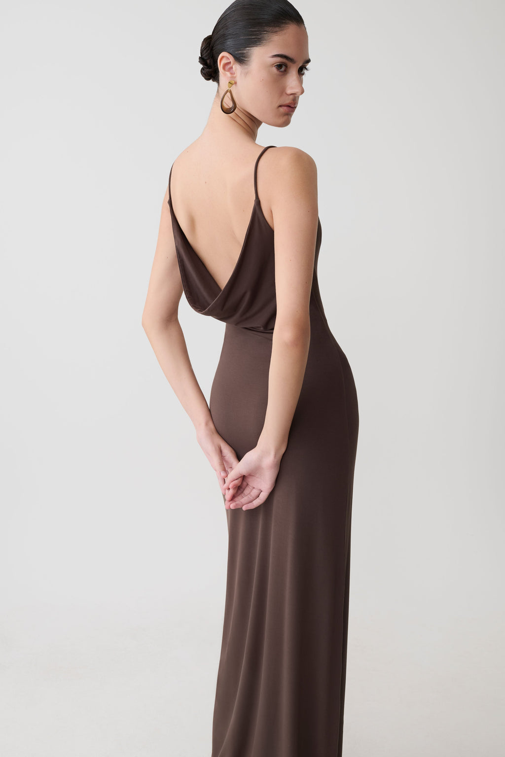 Joni Cowl Maxi Dress - Bitter Chocolate