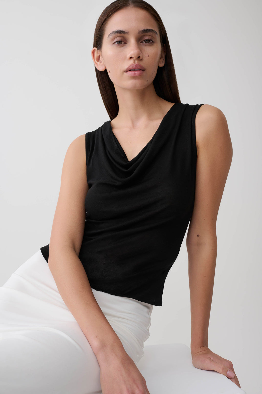 Ciaran Sleeveless Sheer Top - Black