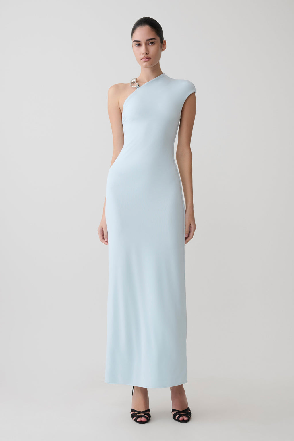 Oden Slinky Maxi Dress With Hardware - Sky Blue