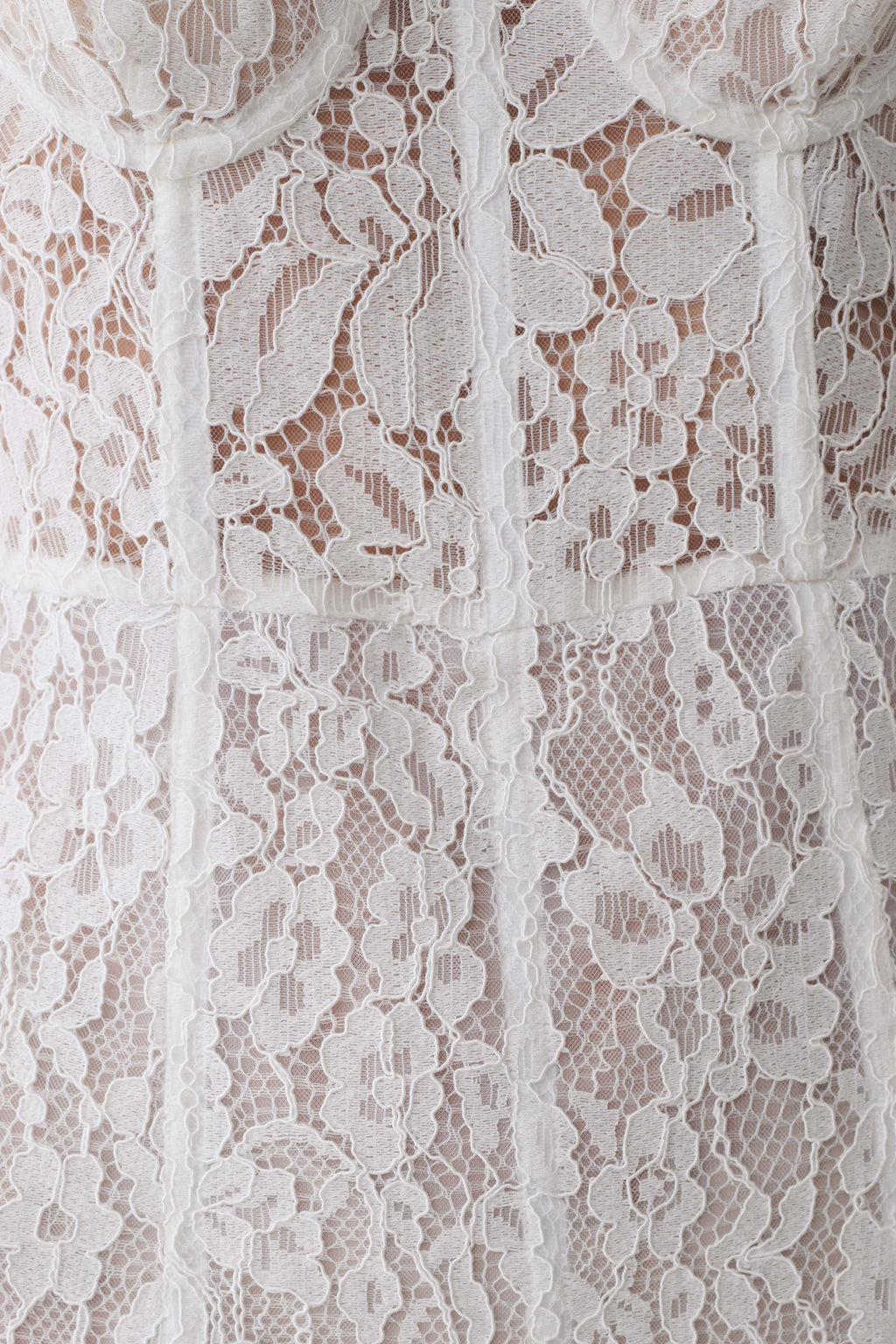 Ottilie Lace And Mesh Midi Dress - White