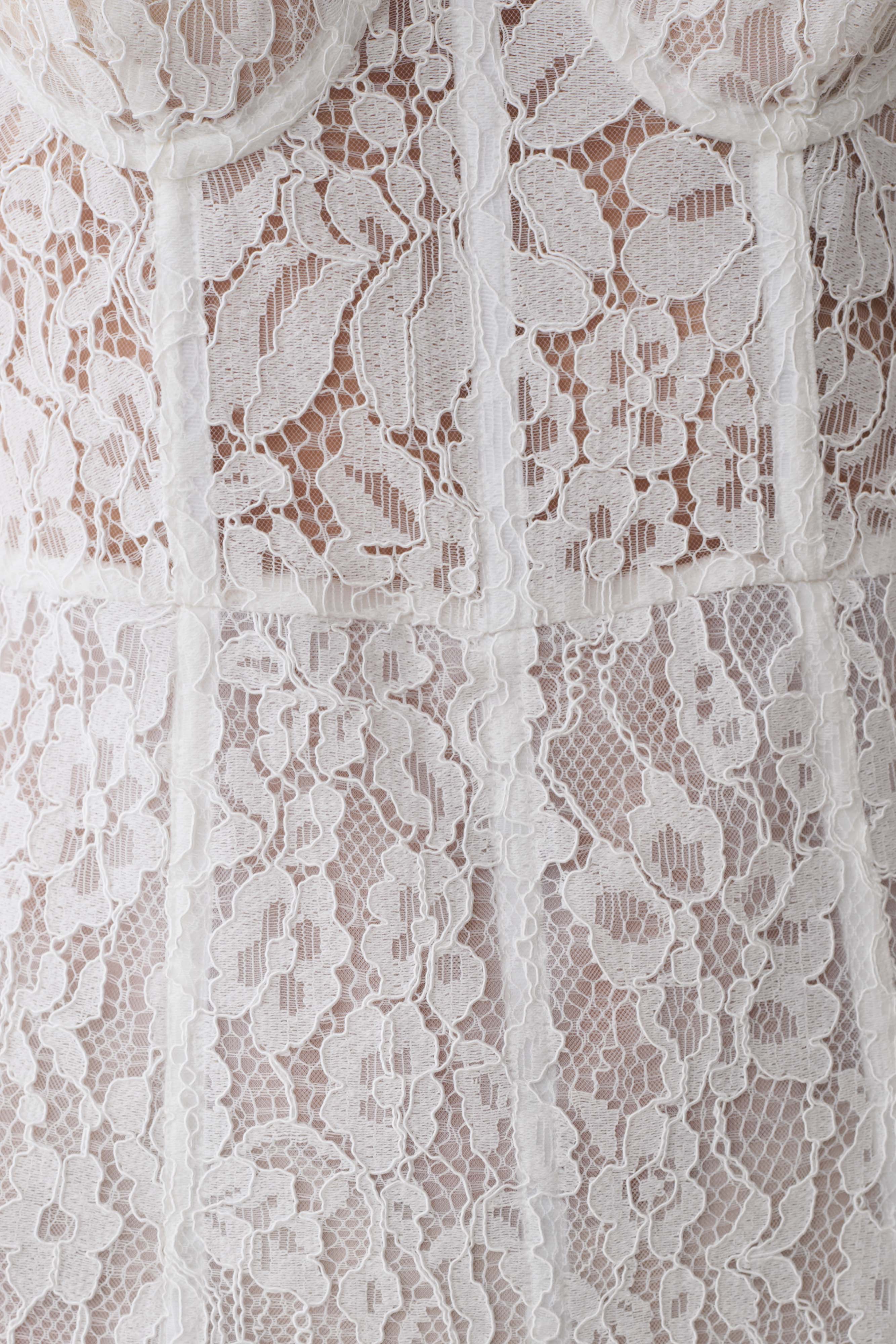Ottilie Lace And Mesh Midi Dress - White