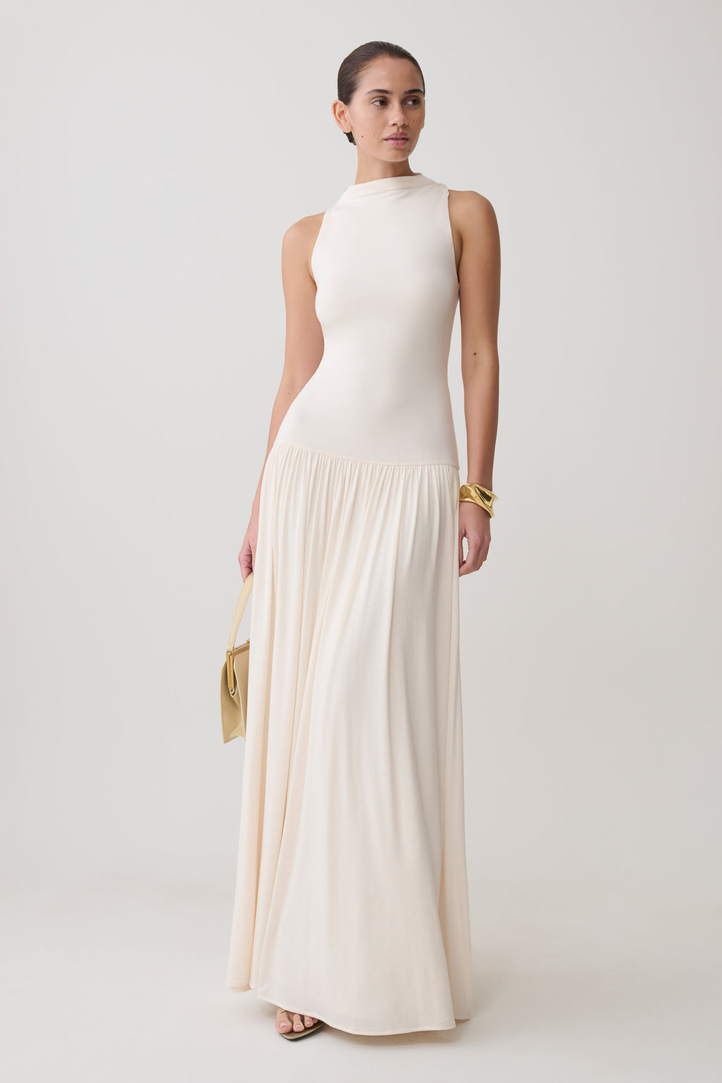 Zsela High Neck Modal Maxi Dress - Ivory