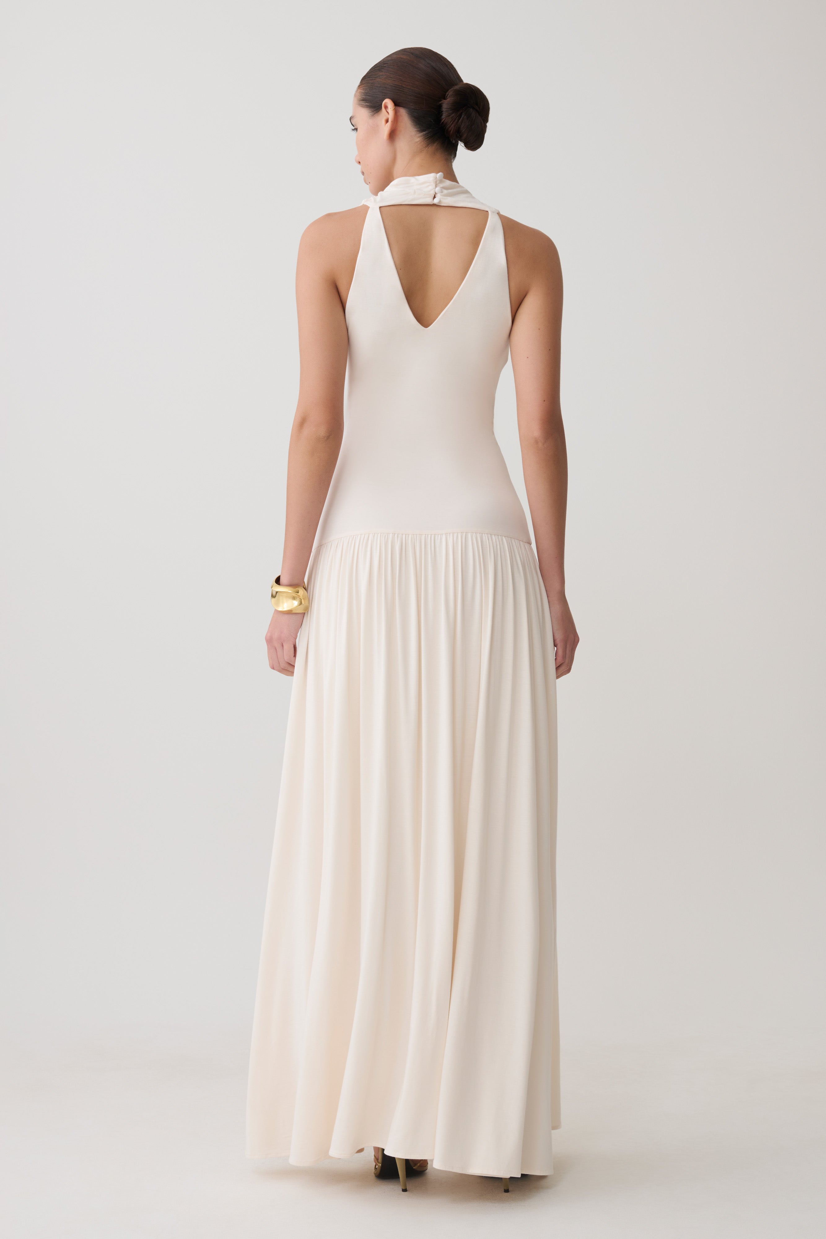 Zsela High Neck Modal Maxi Dress - Ivory