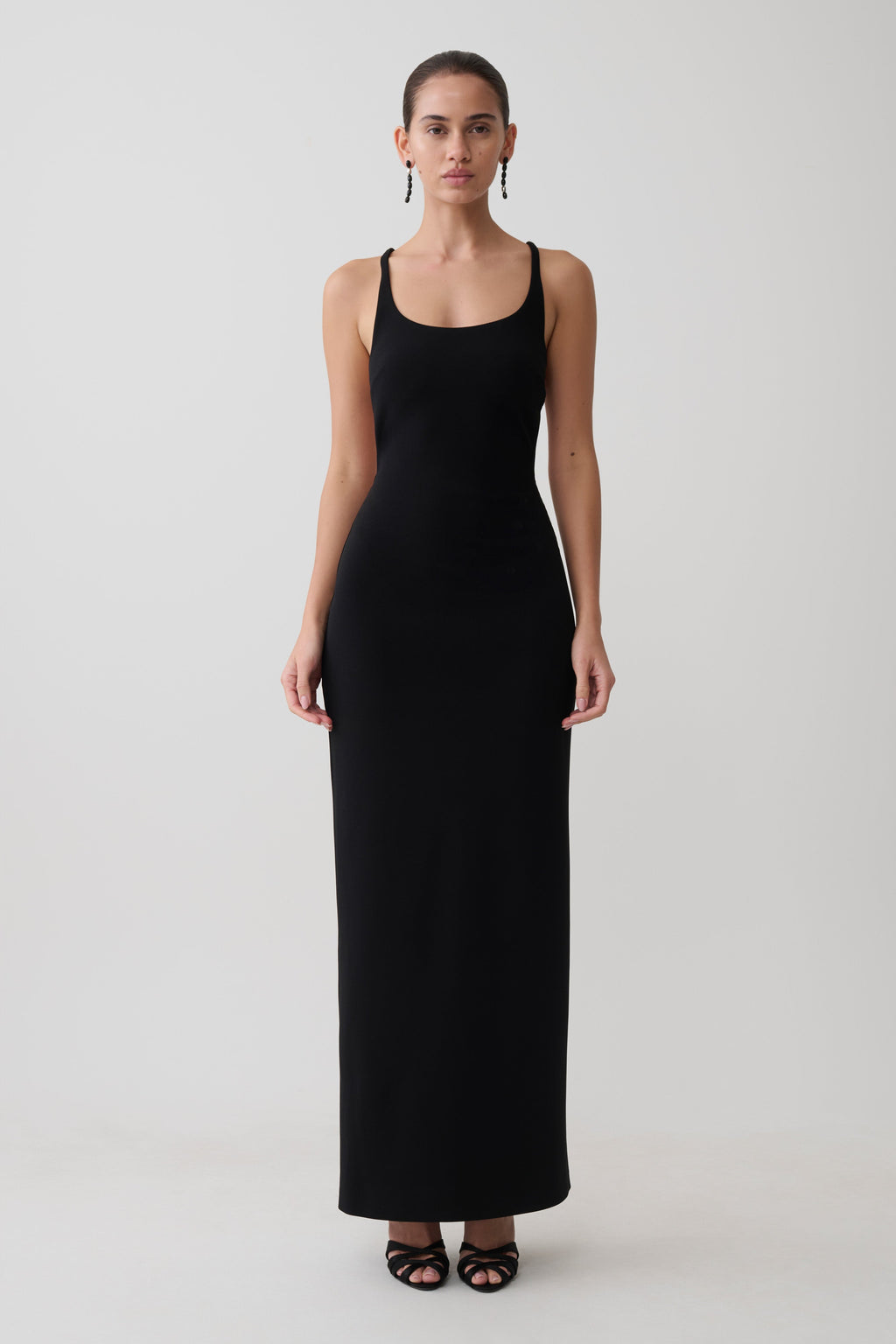 Julian Crepe Strapped Back Maxi Dress - Black