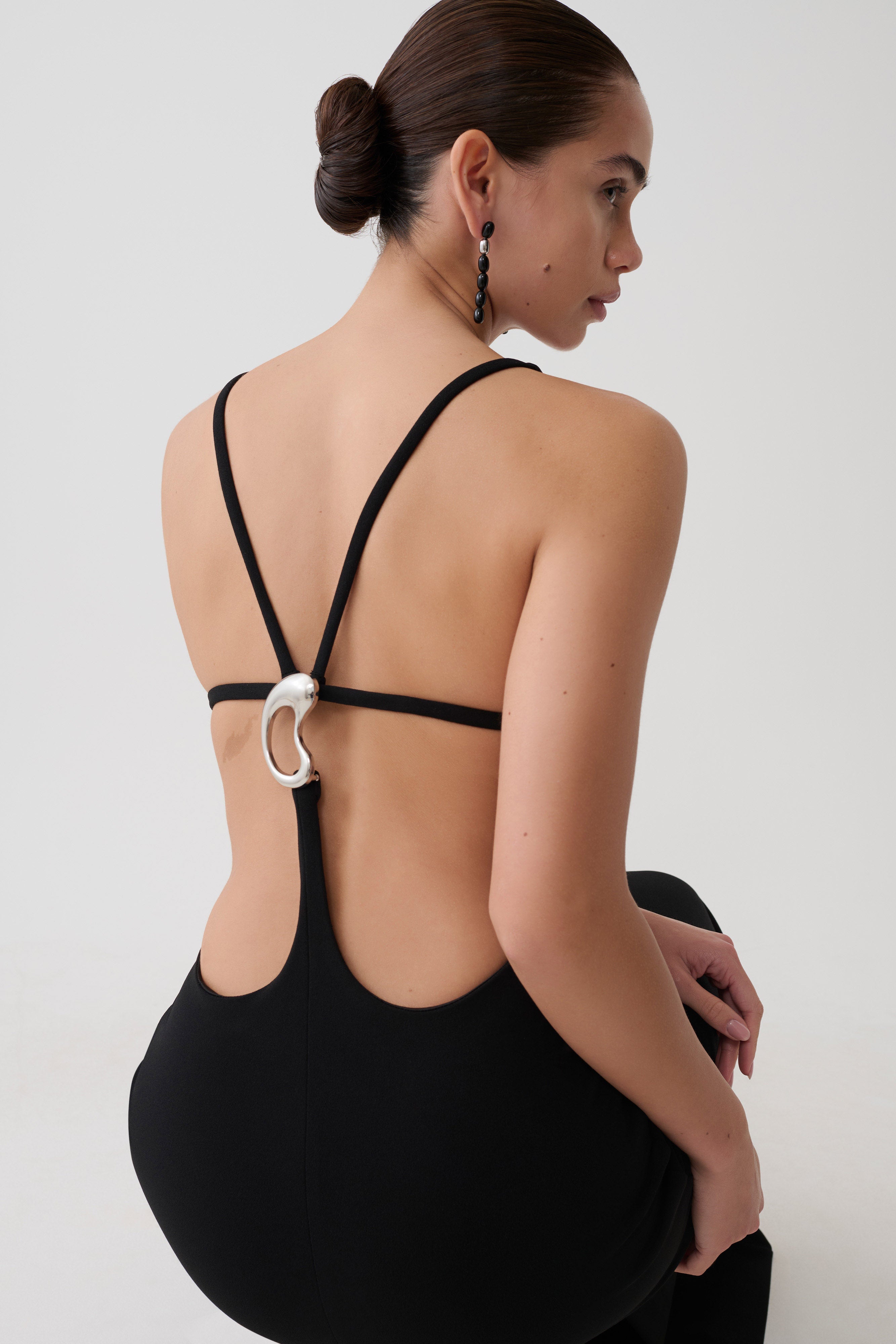 Julian Crepe Strapped Back Maxi Dress - Black