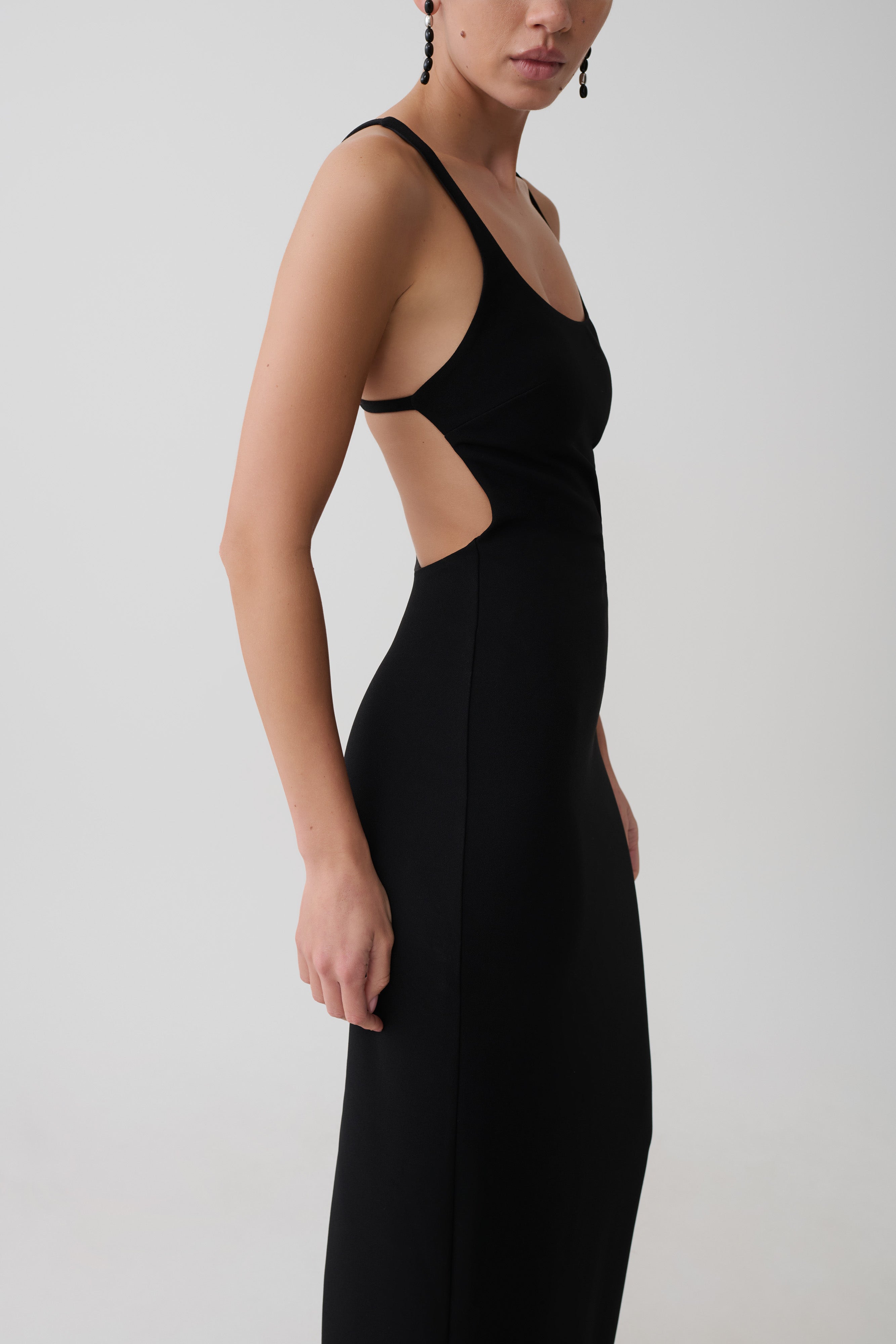 Julian Crepe Strapped Back Maxi Dress - Black