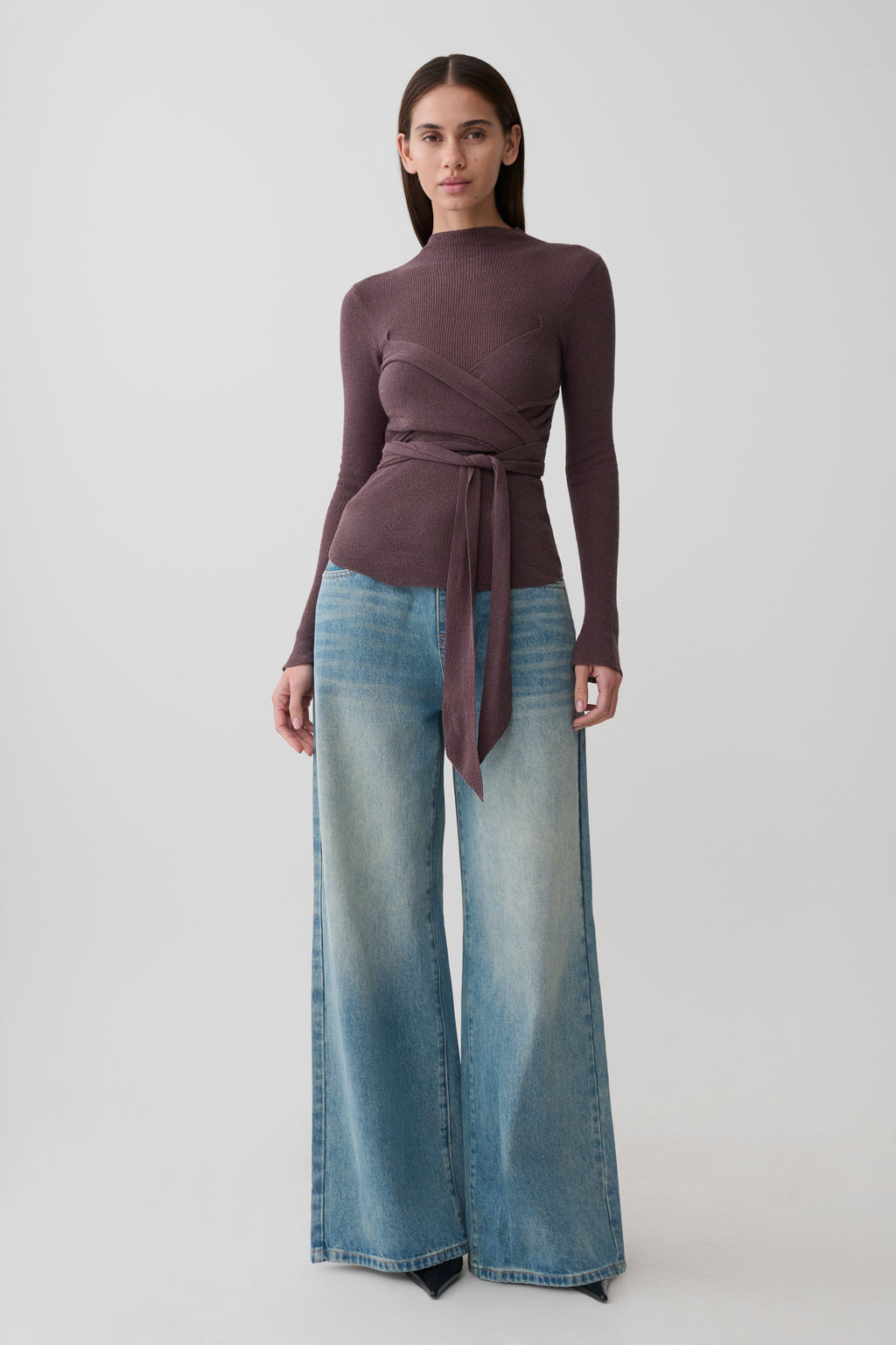 Lawson Wrap Knit Long Sleeve Top - Peppercorn