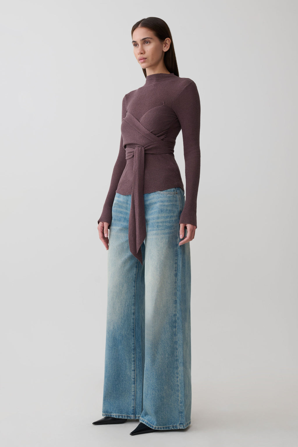 Lawson Wrap Knit Long Sleeve Top - Peppercorn