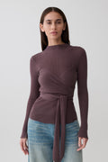Lawson Wrap Knit Long Sleeve Top - Peppercorn