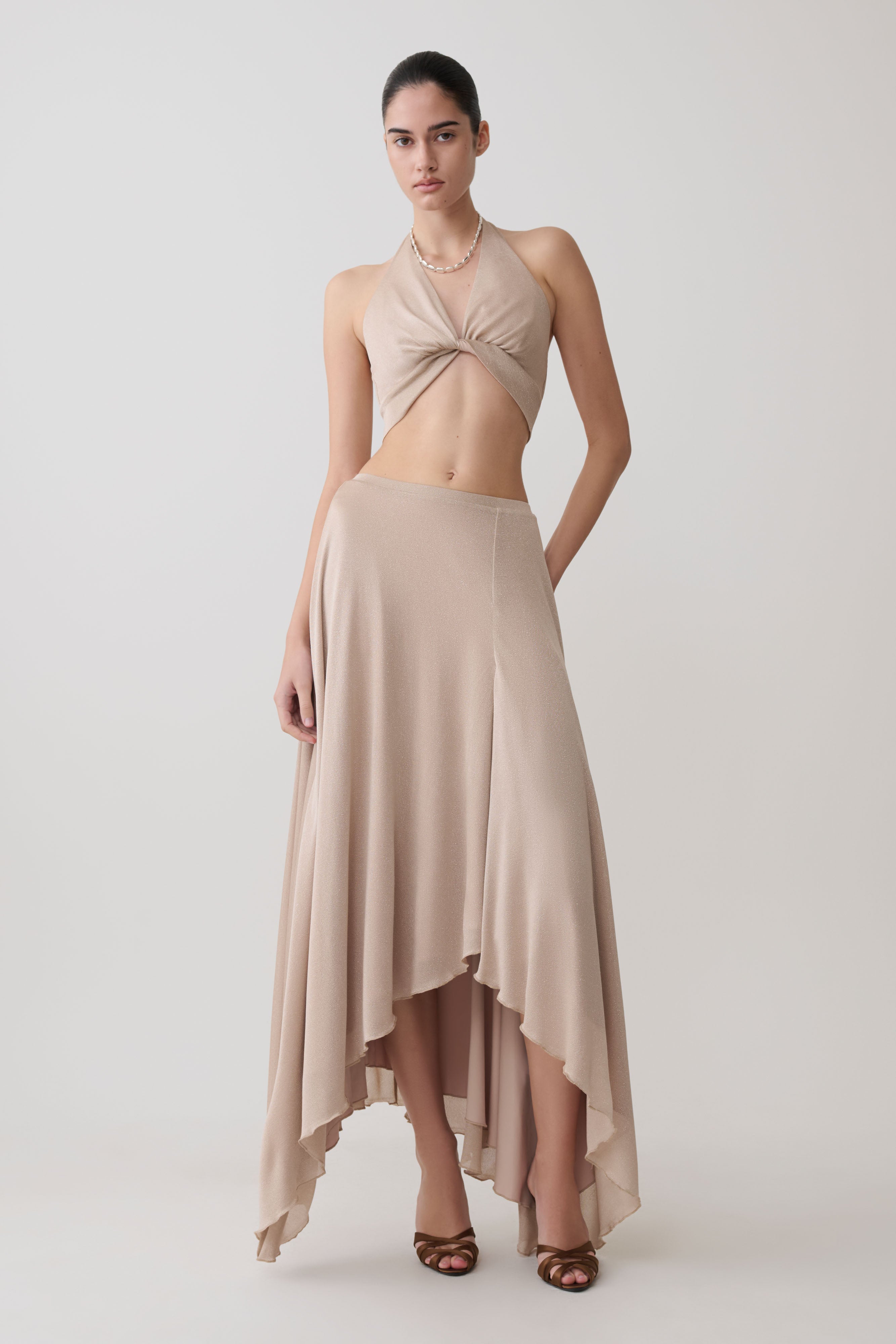 Nola Lurex Maxi Skirt - Gold