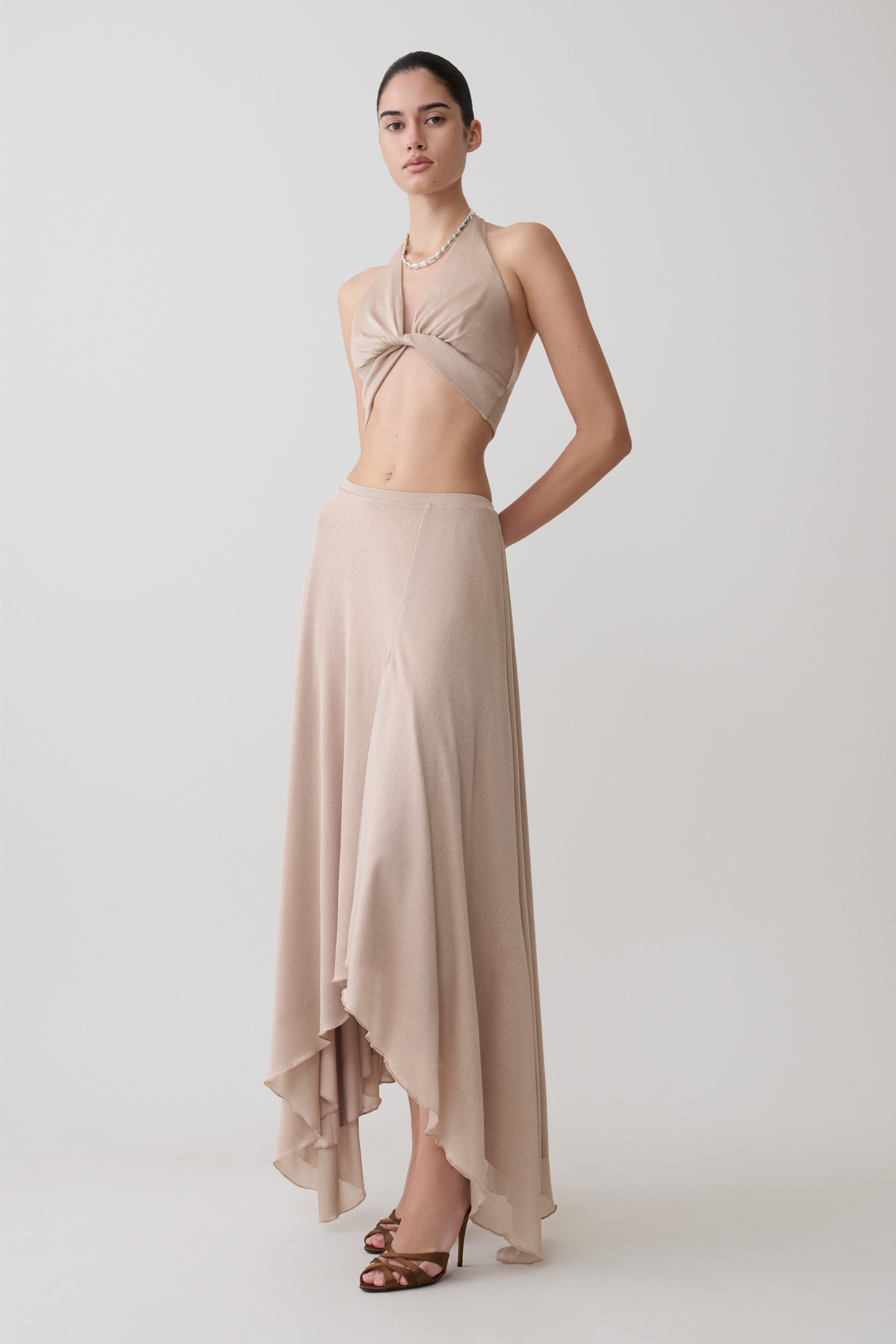 Nola Lurex Maxi Skirt - Gold