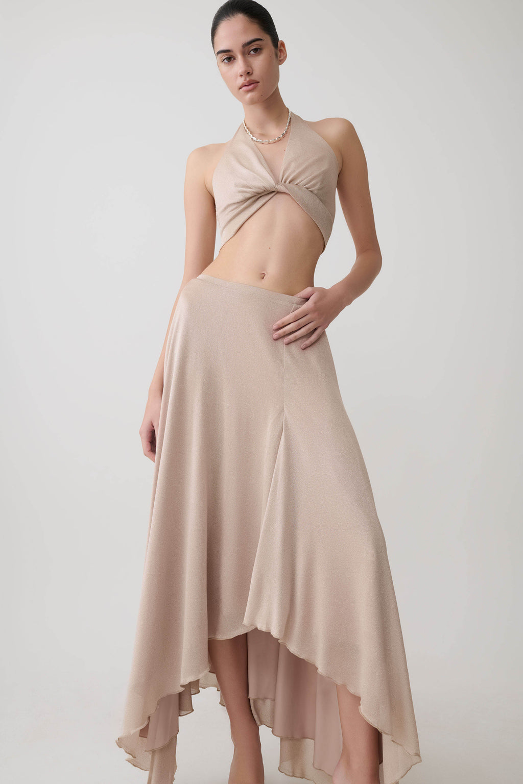 Nola Lurex Maxi Skirt - Gold