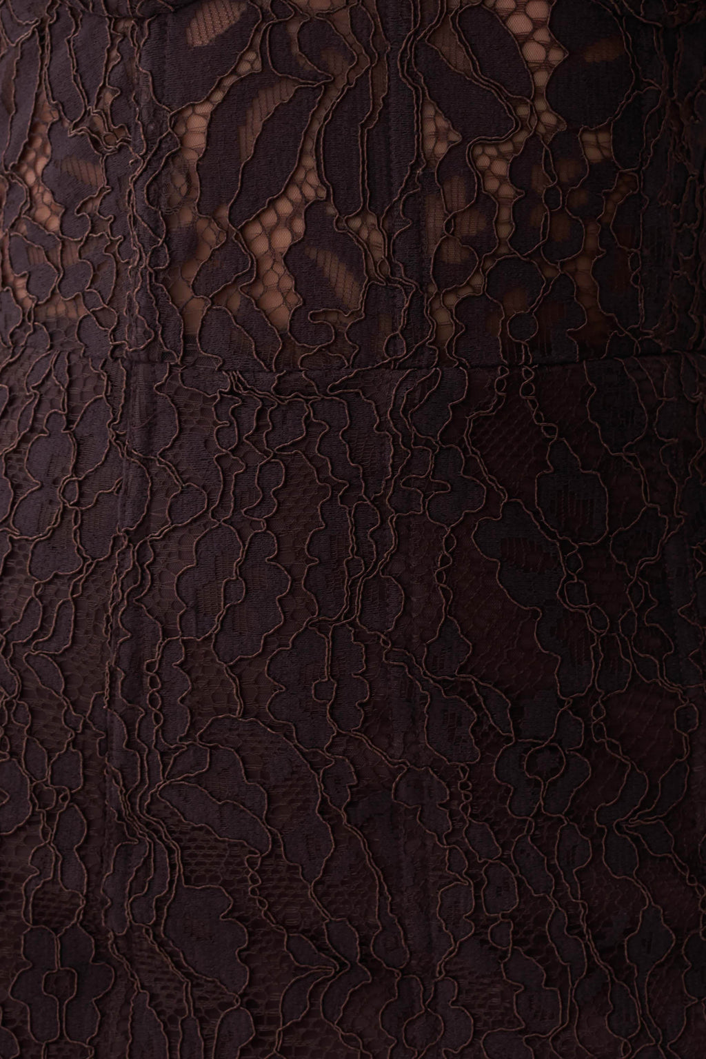 Ottilie Lace And Mesh Midi Dress - Dark Chocolate