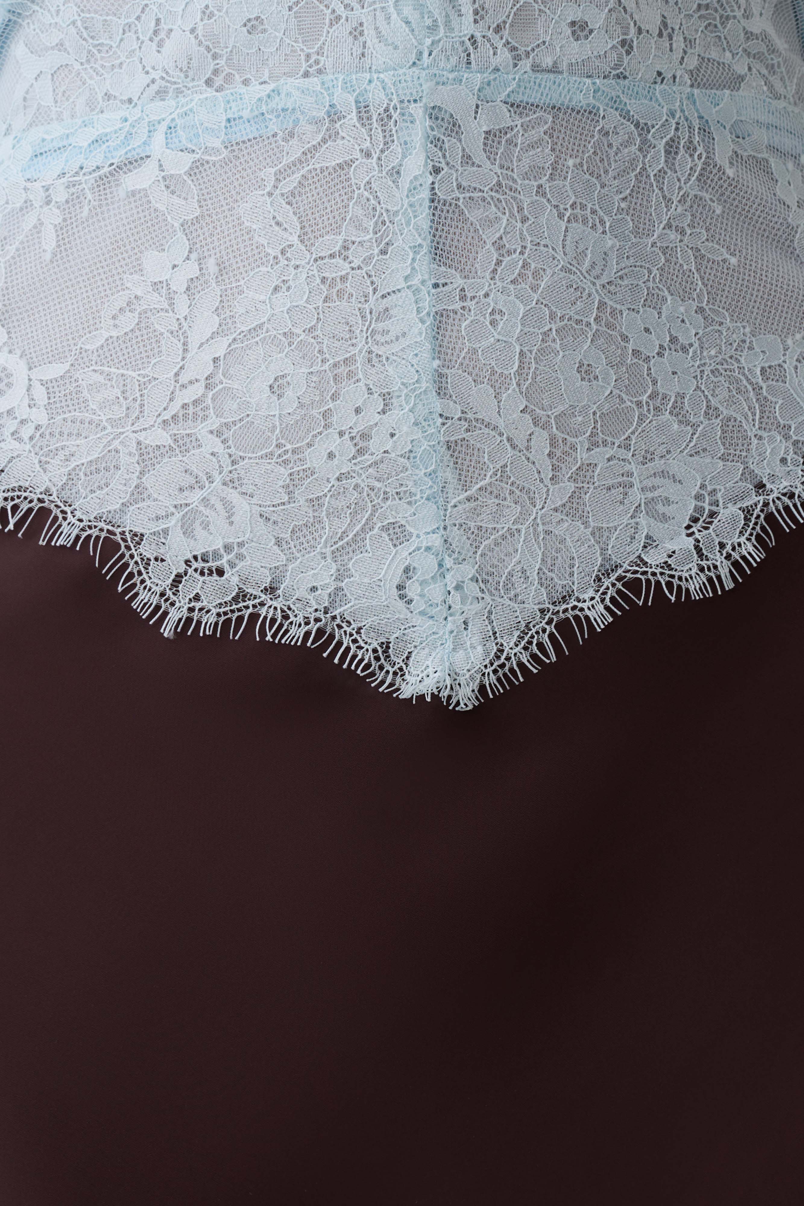 Sascha Lace And Satin Halter Maxi Dress - Ice Blue/Chocolate