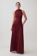Zsela High Neck Modal Maxi Dress - Wine