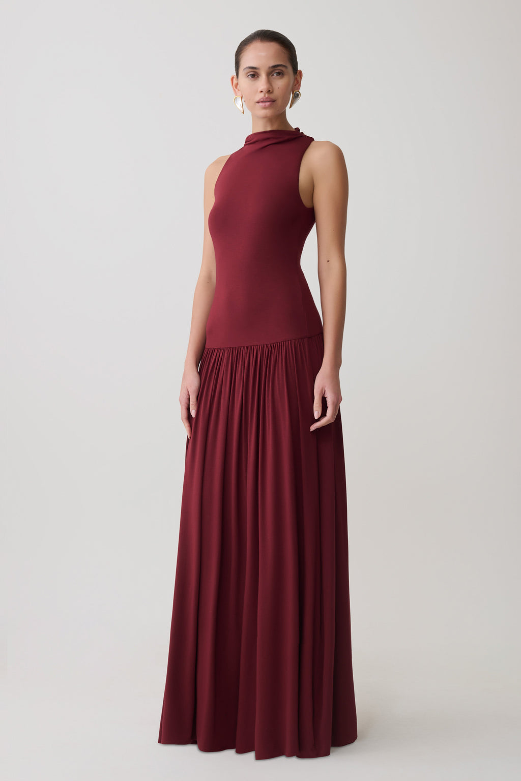 Zsela High Neck Modal Maxi Dress - Wine