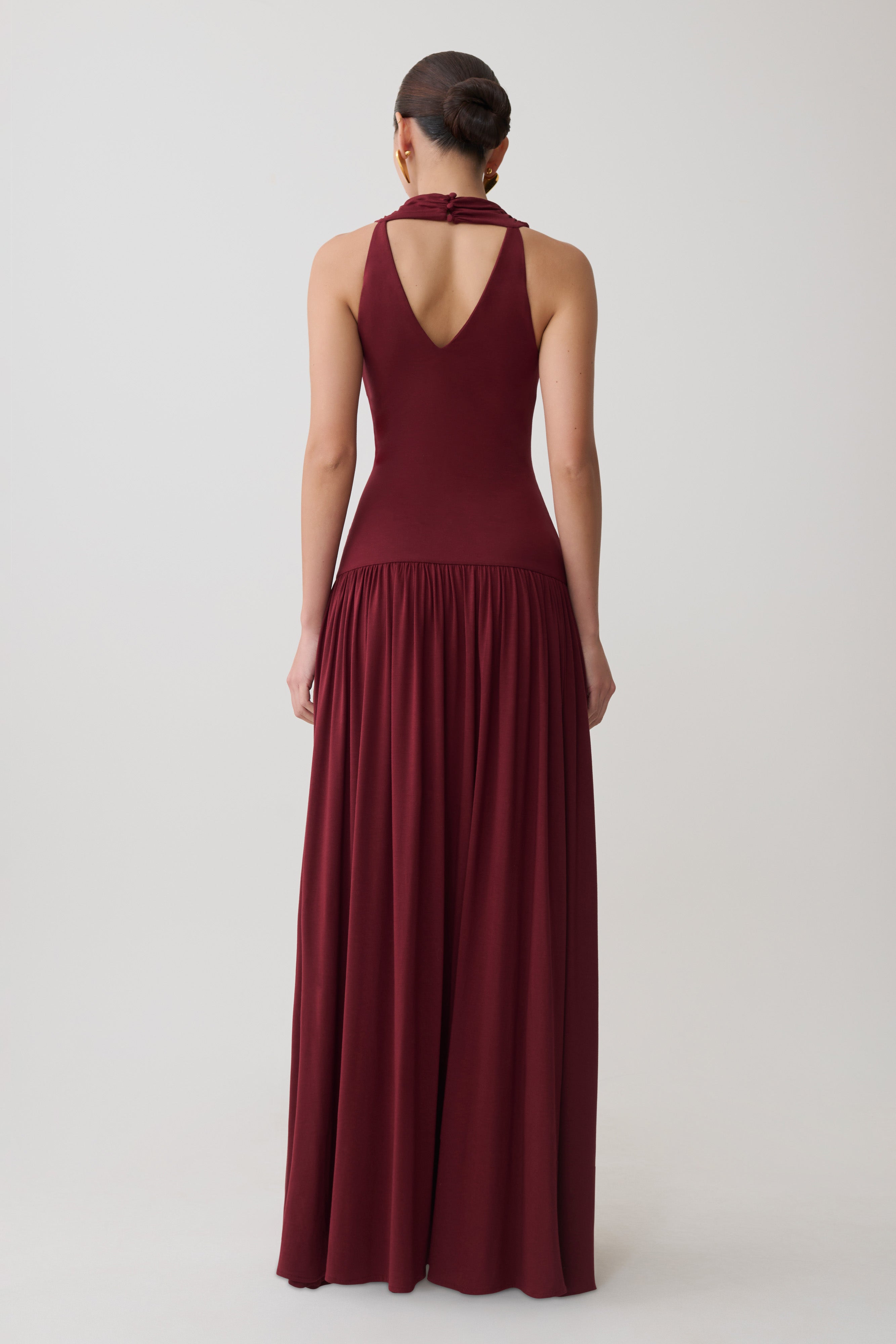 Zsela High Neck Modal Maxi Dress - Wine