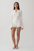 Darlene Pointelle Knit Shorts - White