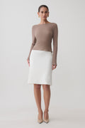 Greer Knee Length Skirt - White